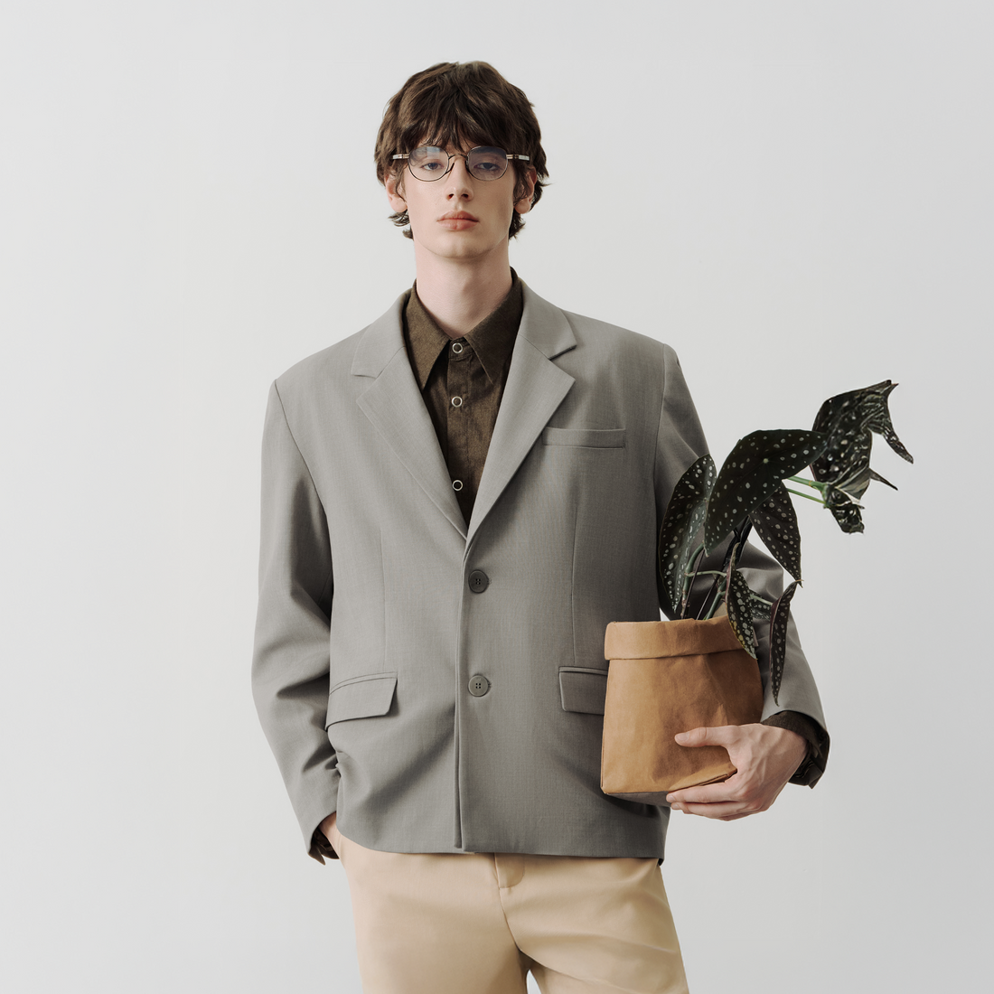 SAME FLOW Classic V-Neck Tailored Blazer-Jacket-S-Free Shipping Leatheretro