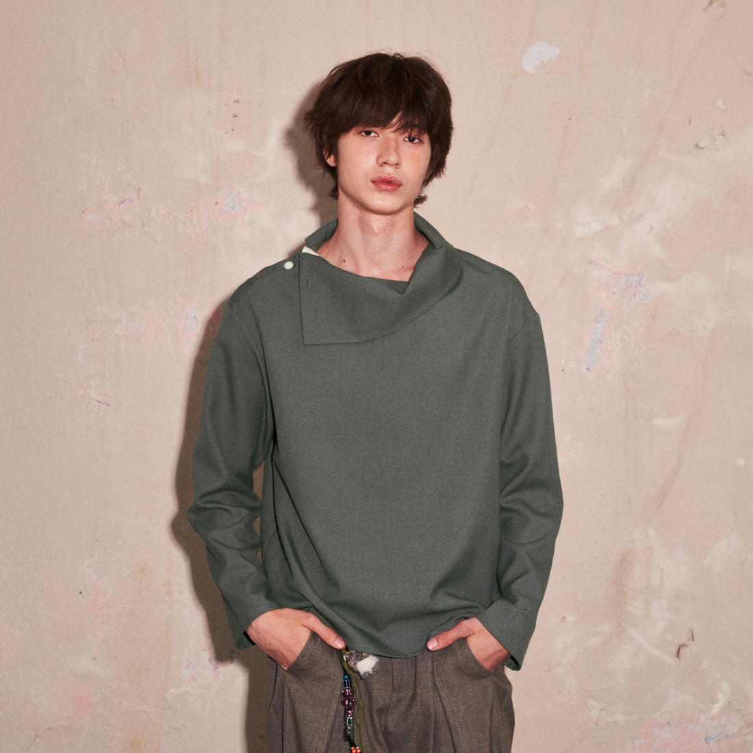 SAME FLOW Essential Asym Cowl Collar Drape Pullover-Sweater-S-Free Shipping Leatheretro