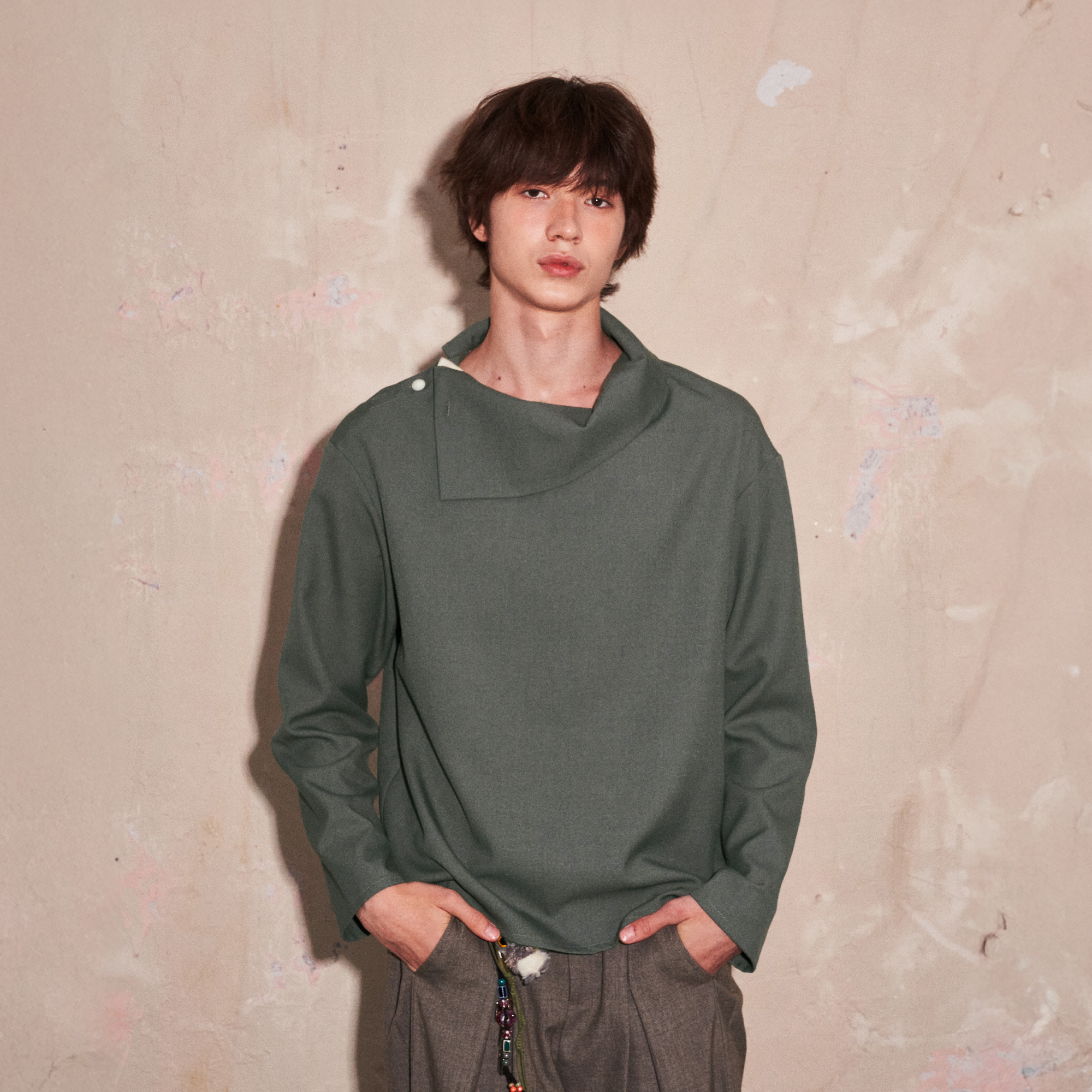 SAME FLOW Essential Asym Cowl Collar Drape Pullover-Sweater-S-Free Shipping Leatheretro