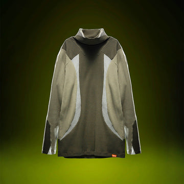 XIPHEVIL Ribbed Paneled Turtleneck Long-Sleeve Tee Green-L/S Tee-XS-Free Shipping Leatheretro