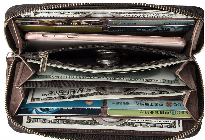 Genuine Leather Long Wallet-Handbags, Wallets & Cases-black-Free Shipping Leatheretro