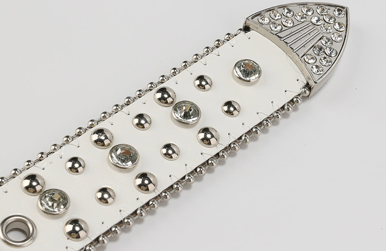 CYCYCY Diamond Studded Leather Belt-Accessories-One Size-Free Shipping Leatheretro