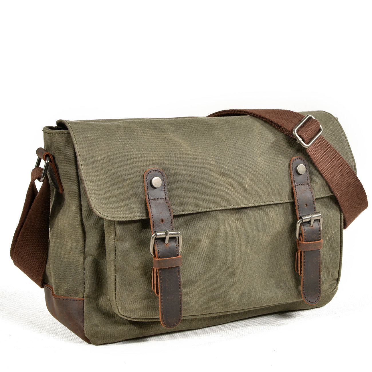 Men's Vintage Waxed Canvas Crossbody Bag-khaki-Free Shipping Leatheretro