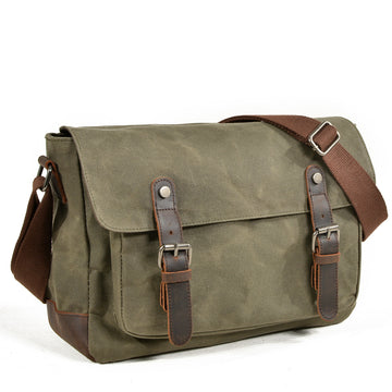 Men's Vintage Waxed Canvas Crossbody Bag-khaki-Free Shipping Leatheretro