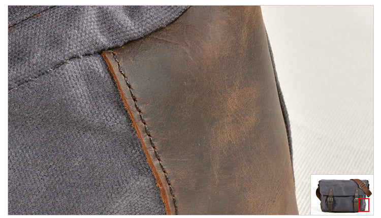 Men's Vintage Waxed Canvas Crossbody Bag-khaki-Free Shipping Leatheretro