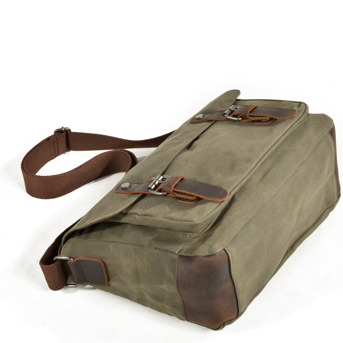 Men's Vintage Waxed Canvas Crossbody Bag-khaki-Free Shipping Leatheretro