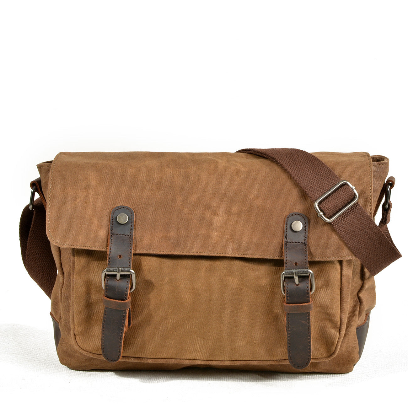 Men's Vintage Waxed Canvas Crossbody Bag-khaki-Free Shipping Leatheretro
