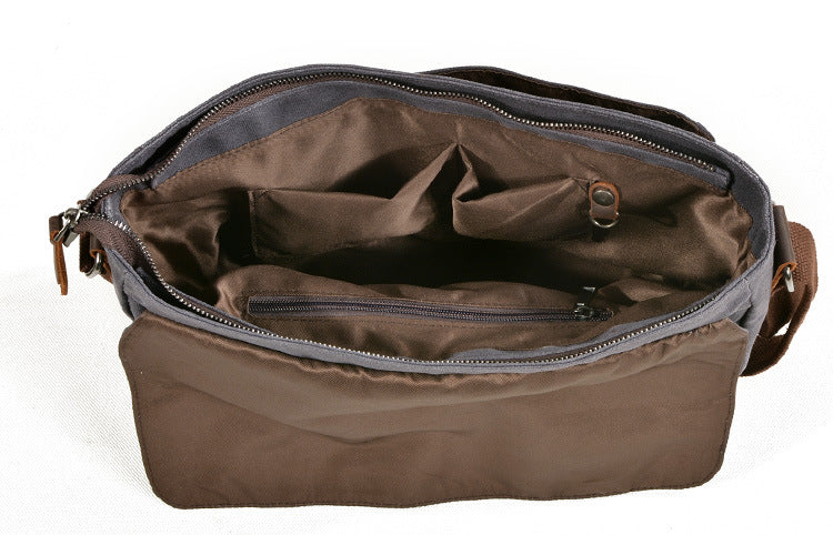 Men's Vintage Waxed Canvas Crossbody Bag-khaki-Free Shipping Leatheretro