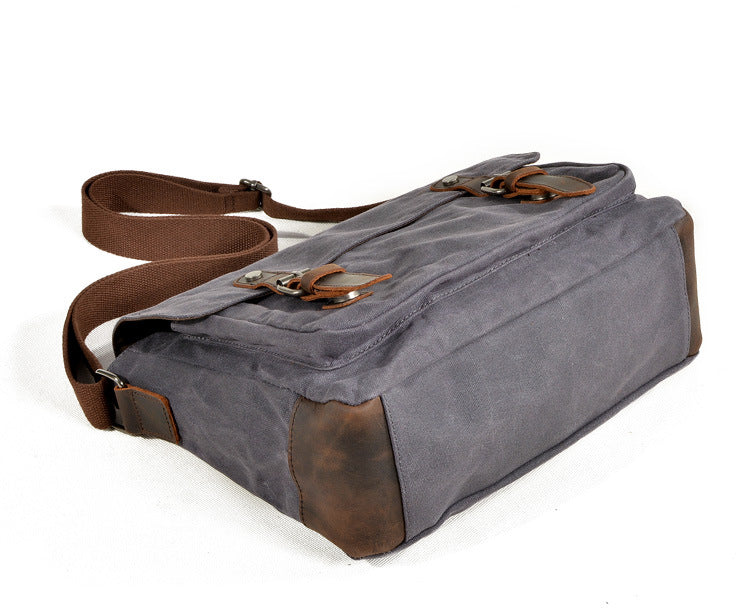 Men's Vintage Waxed Canvas Crossbody Bag-khaki-Free Shipping Leatheretro
