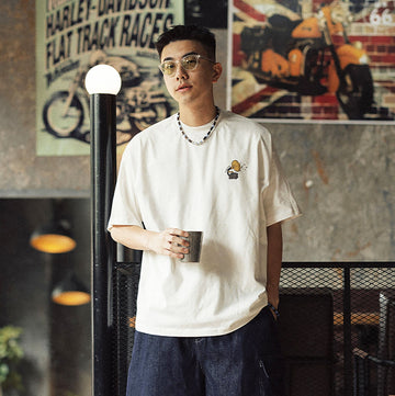 BANANA CLUB Gramophone Graphic Sorona Oversized T-Shirt-T Shirt-S-White-Free Shipping Leatheretro