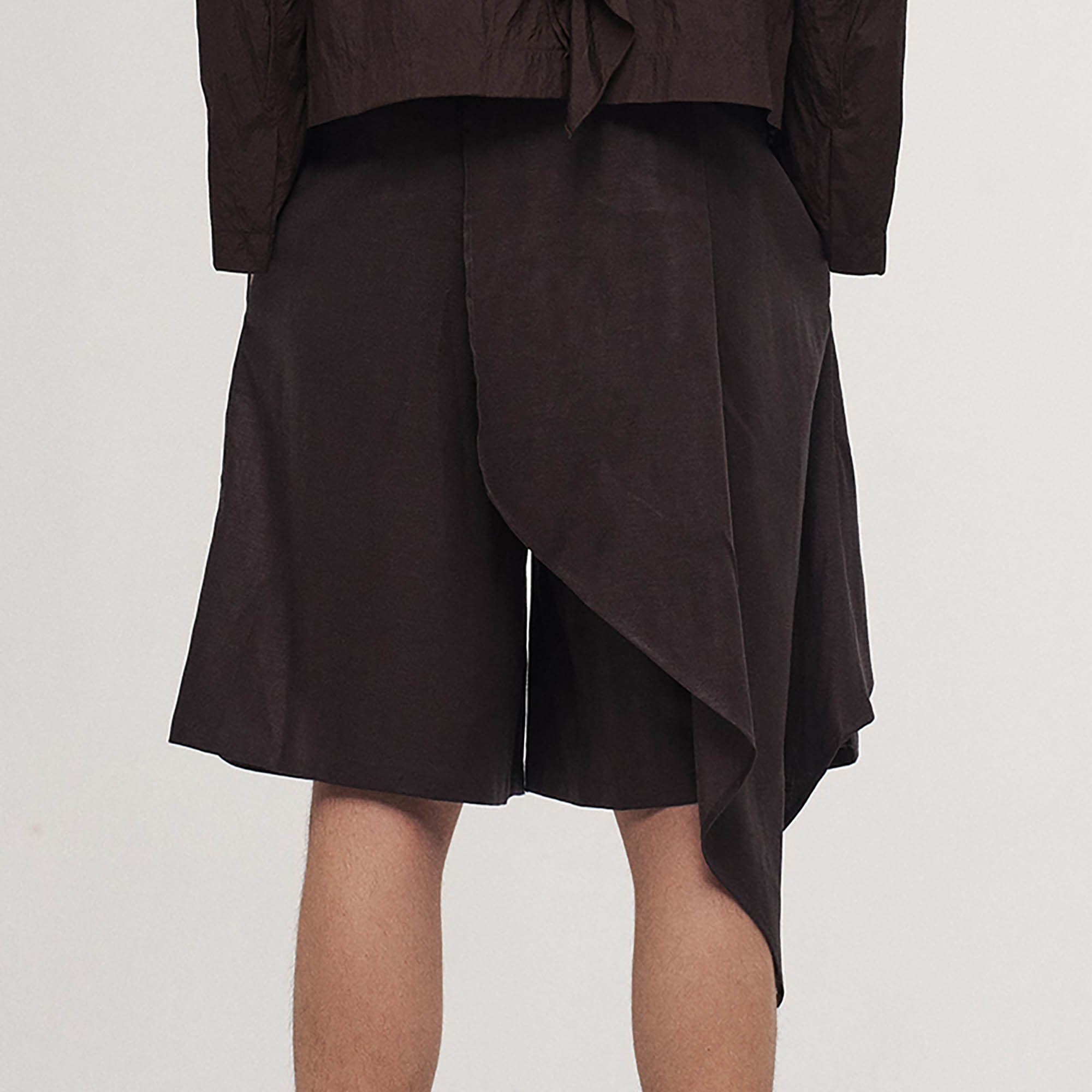 ILNya Nieternite Nifutur Asymmetrical Draped Pleated Shorts-Shorts-S(0)-Free Shipping Leatheretro