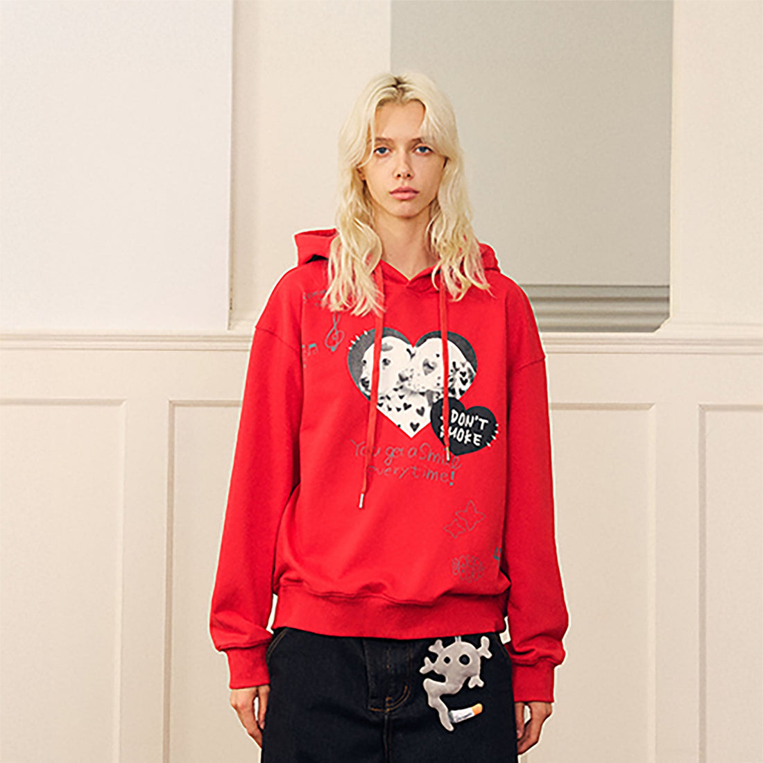 DONSMOKE Puppy Heart Doodle Hoodie-Hoodie-S-Black-Free Shipping Leatheretro