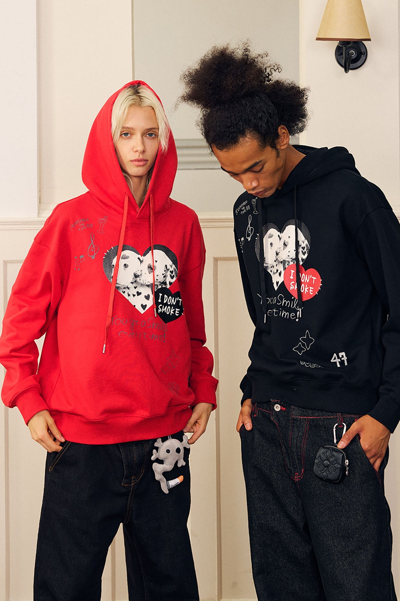 DONSMOKE Puppy Heart Doodle Hoodie-Hoodie-S-Black-Free Shipping Leatheretro