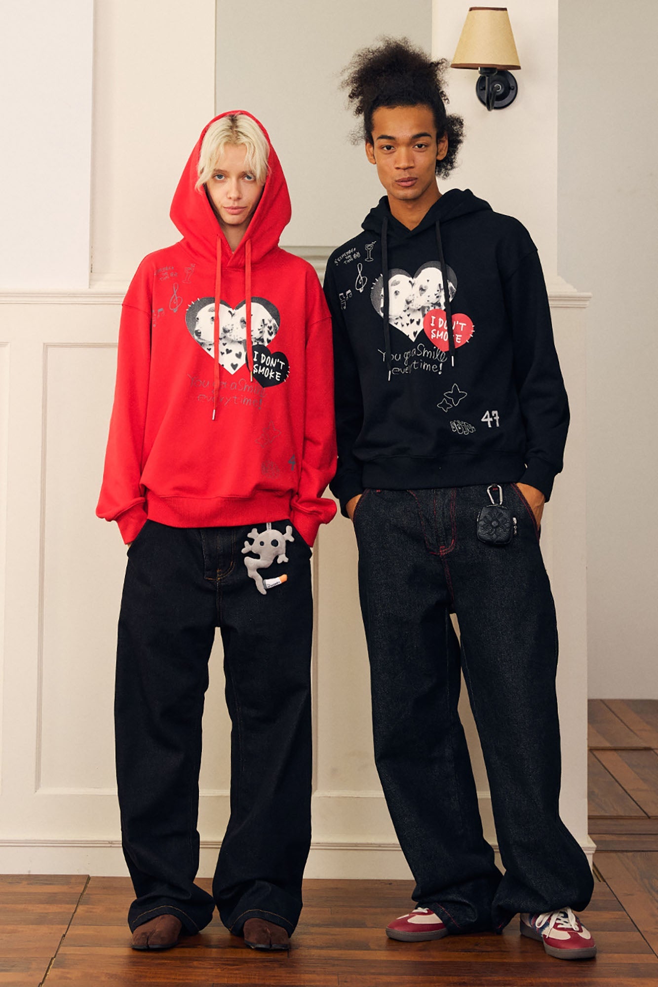 DONSMOKE Puppy Heart Doodle Hoodie-Hoodie-S-Black-Free Shipping Leatheretro