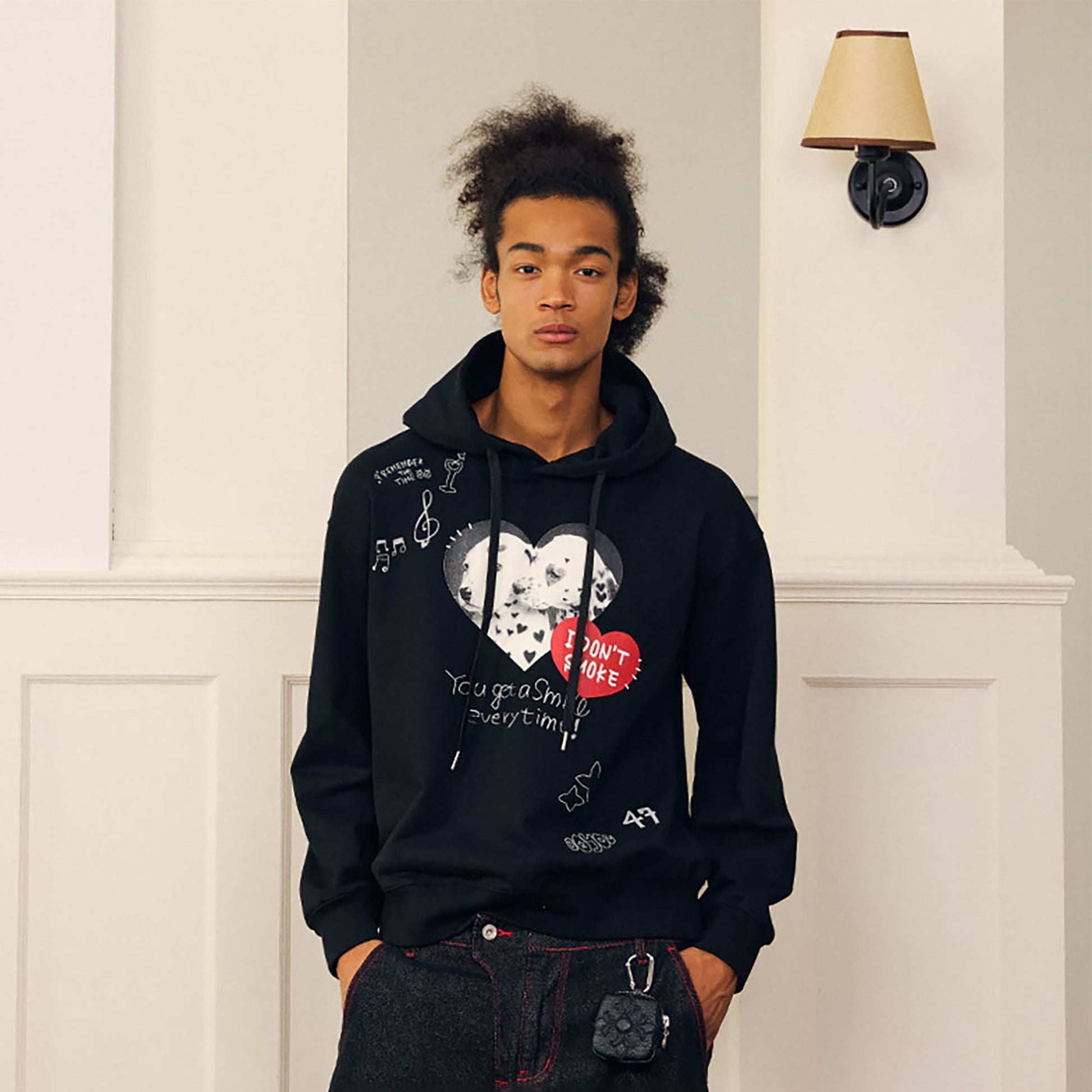 DONSMOKE Puppy Heart Doodle Hoodie-Hoodie-S-Black-Free Shipping Leatheretro