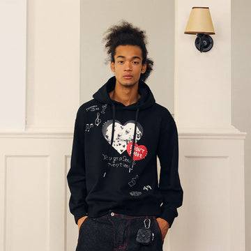 DONSMOKE Puppy Heart Doodle Hoodie-Hoodie-S-Black-Free Shipping Leatheretro