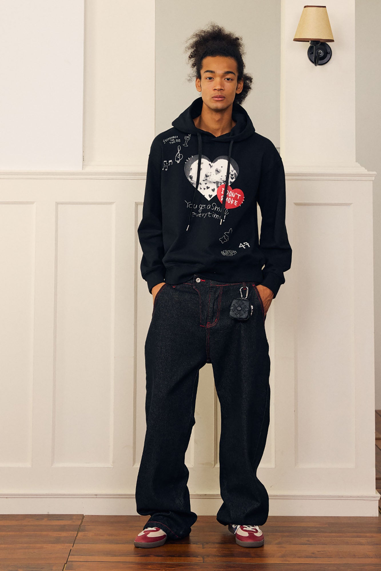 DONSMOKE Puppy Heart Doodle Hoodie-Hoodie-S-Black-Free Shipping Leatheretro