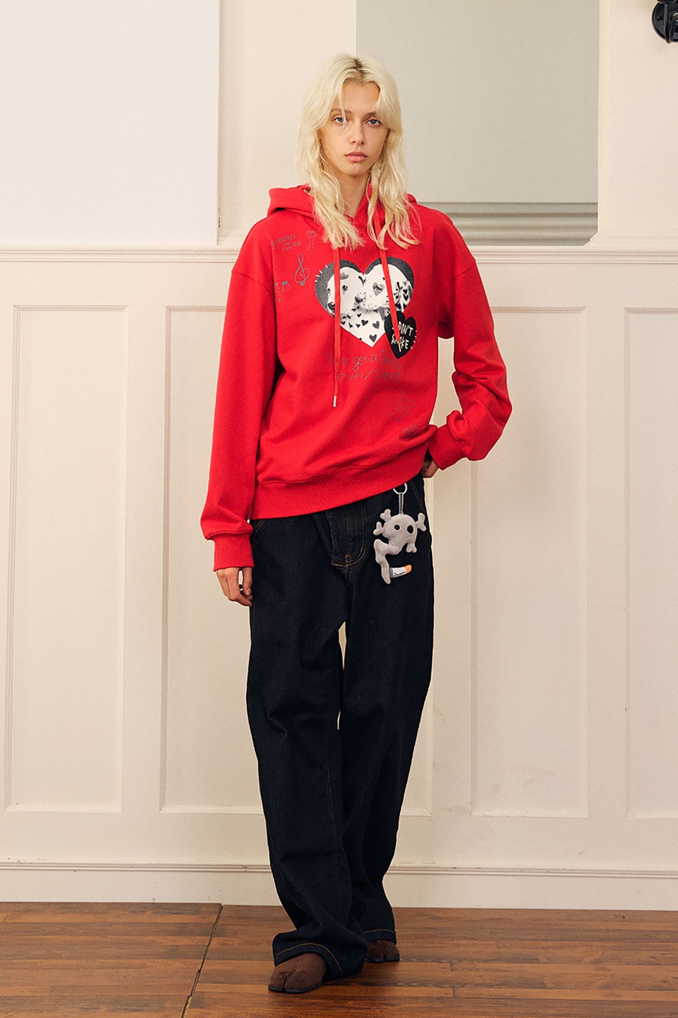 DONSMOKE Puppy Heart Doodle Hoodie-Hoodie-S-Black-Free Shipping Leatheretro