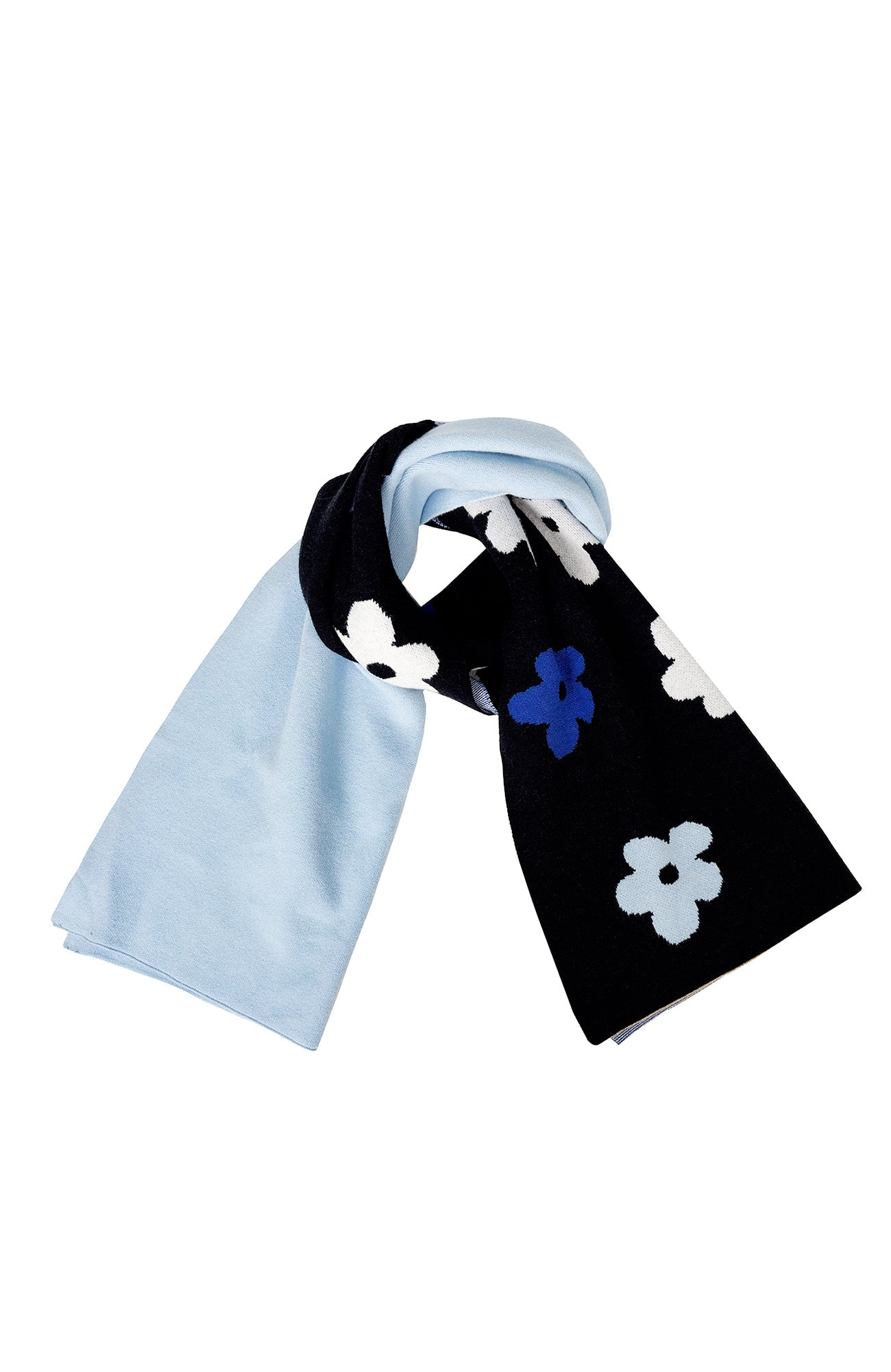 MIICHOUS Floral Jacquard Contrast Scarf-Black-Free Shipping Leatheretro