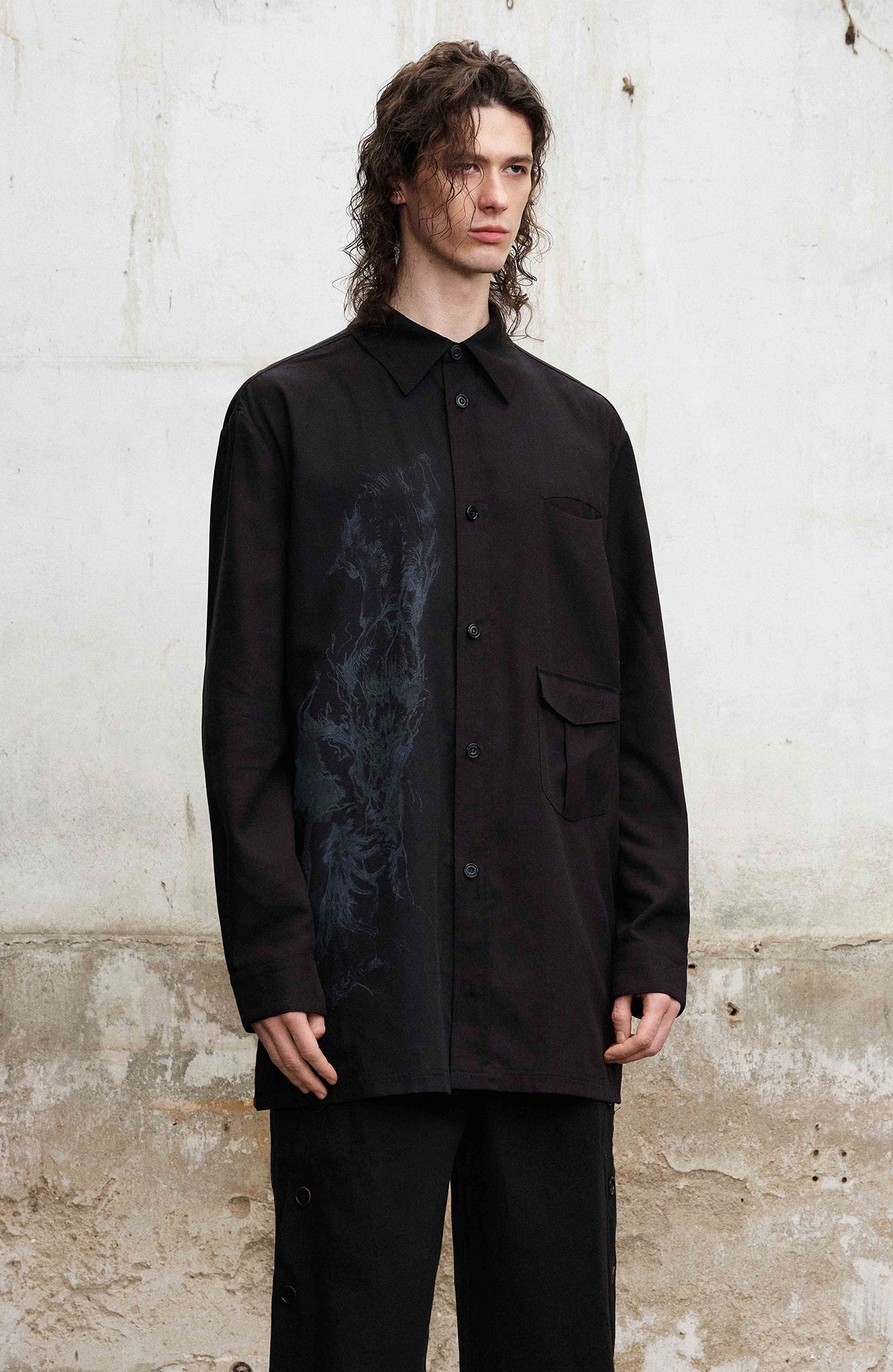 ILNya Nieternite Nifutur Cupro-Blend Graphic Long-Sleeve Shirt-Shirt-S(0)-Free Shipping Leatheretro