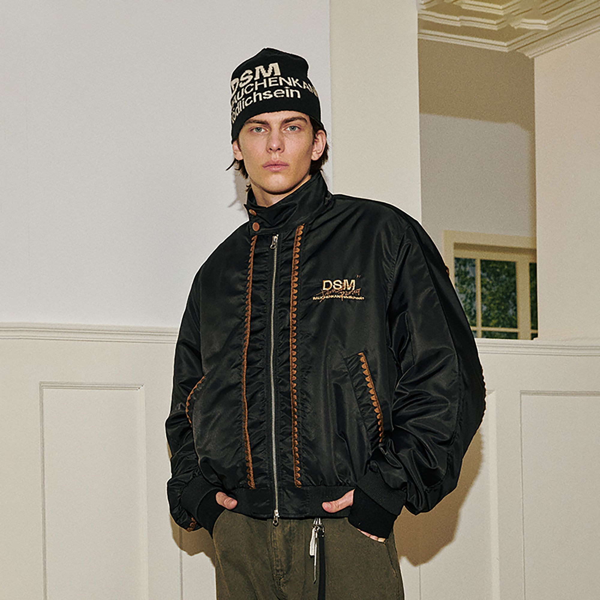 DONSMOKE Glossy Contrast Whipstitch Bomber Jacket-Jacket-S-Black-Free Shipping Leatheretro