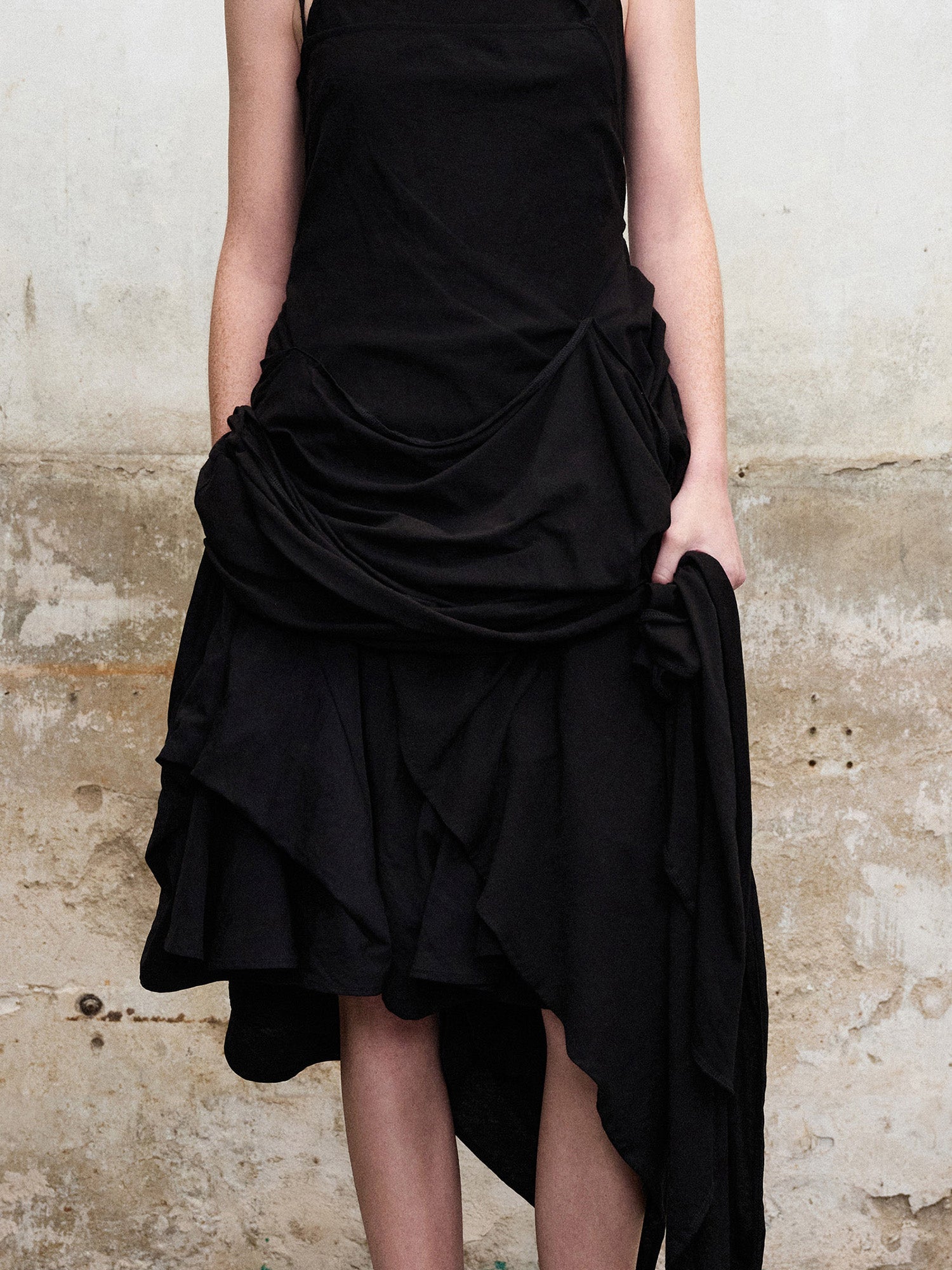 ILNya Nieternite Nifutur Layered Asymmetrical Skort Black-Shorts-S (0) (Preorder)-Free Shipping Leatheretro