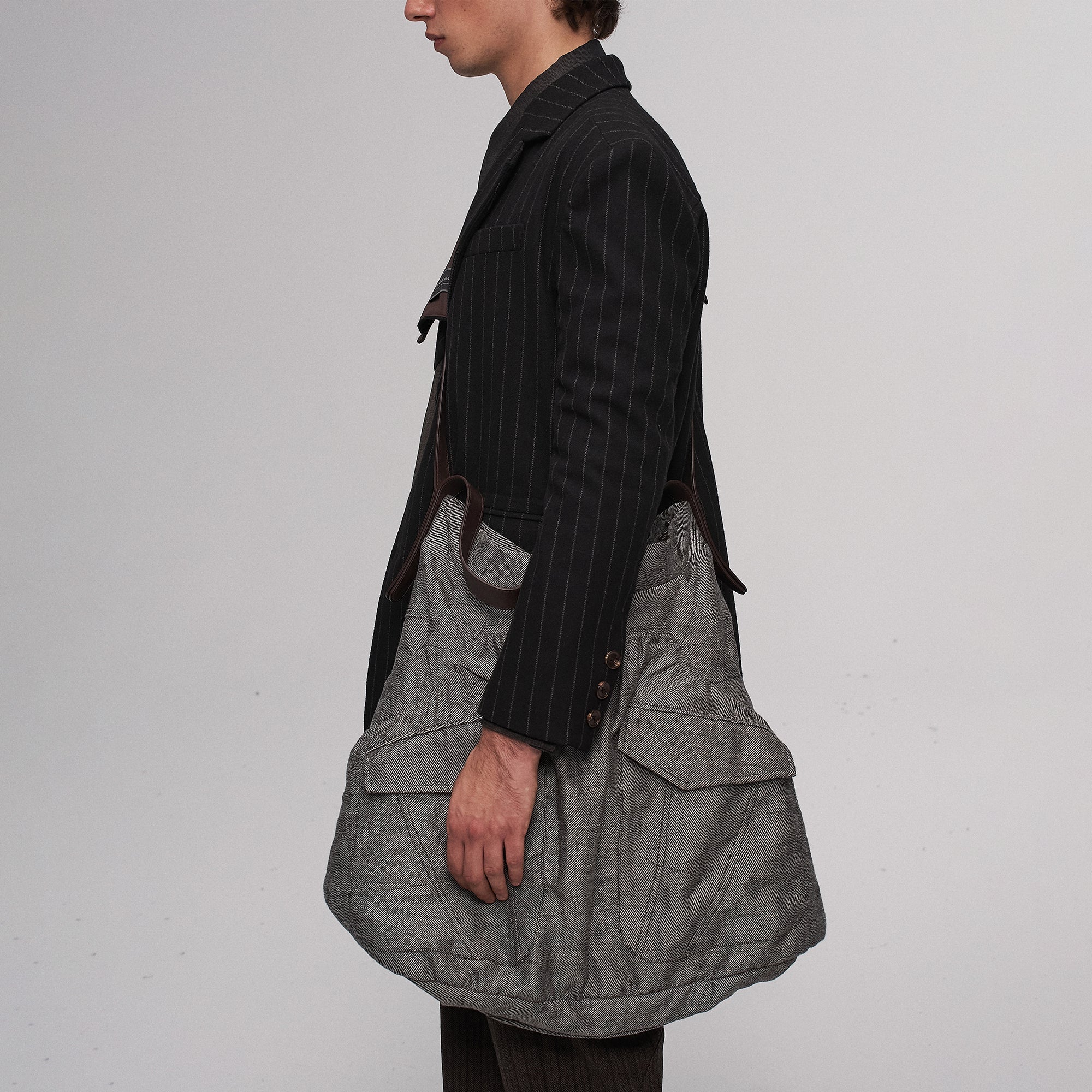 ILNya Nieternite Nifutur Oversized Linen Horsehide-Strap Messenger Bag-Bag-Gray-Free Shipping Leatheretro