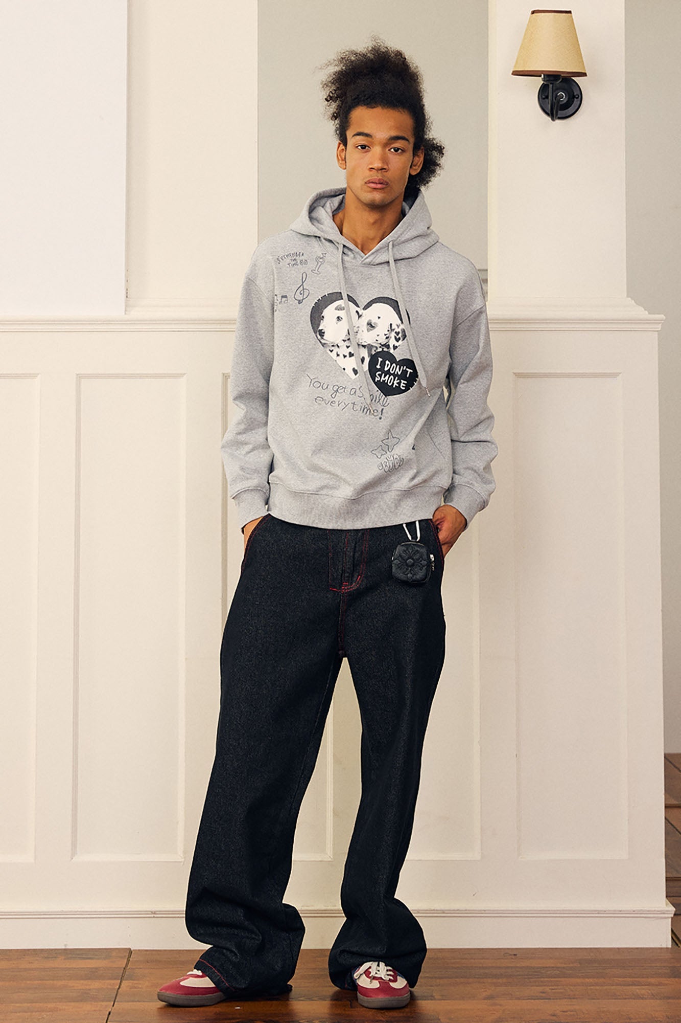 DONSMOKE Puppy Heart Doodle Hoodie-Hoodie-S-Black-Free Shipping Leatheretro