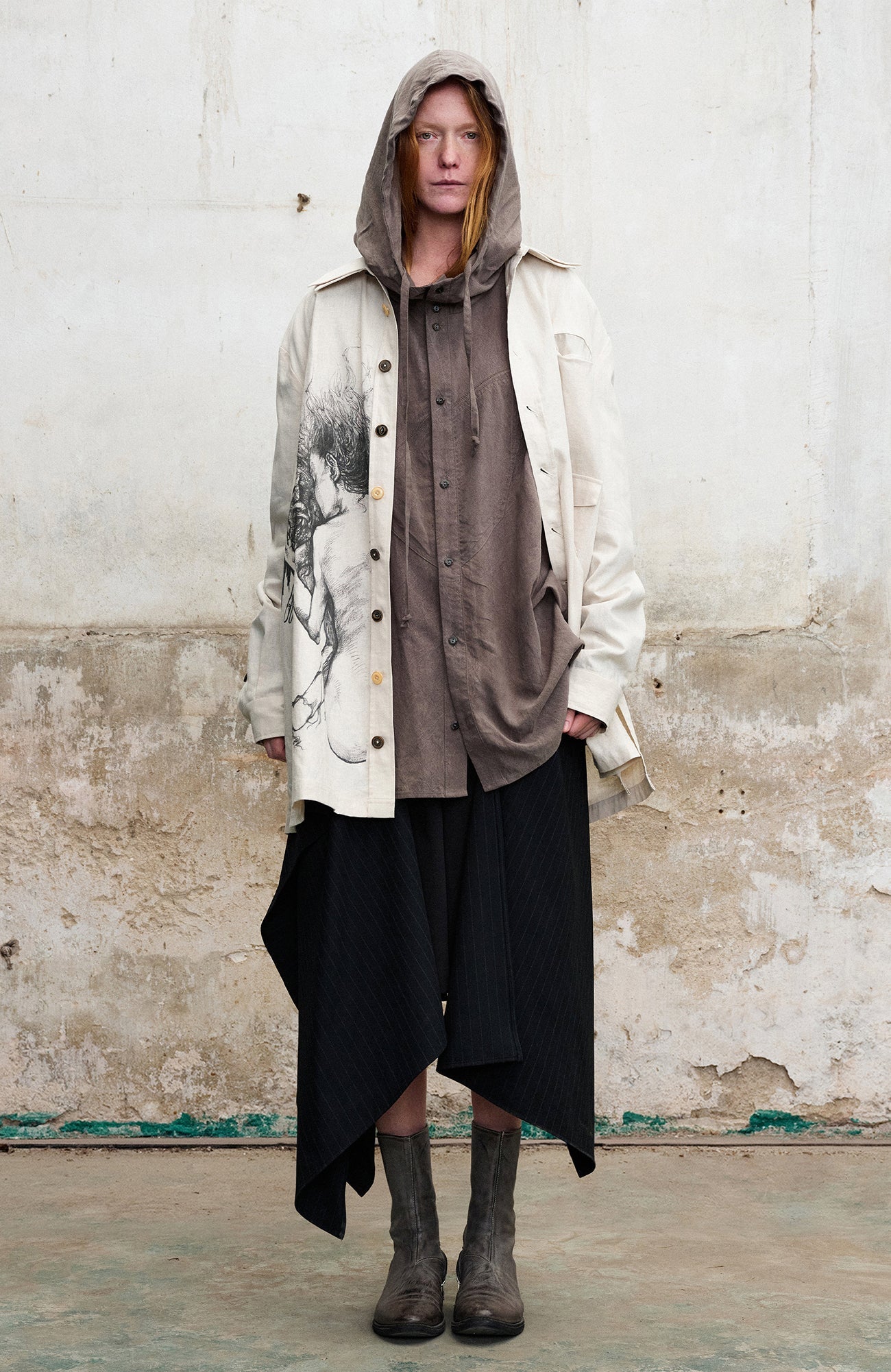 ILNya Nieternite Nifutur Double-Collar Hemp-Blend Graphic Shirt-Shirt-S(0)-Free Shipping Leatheretro