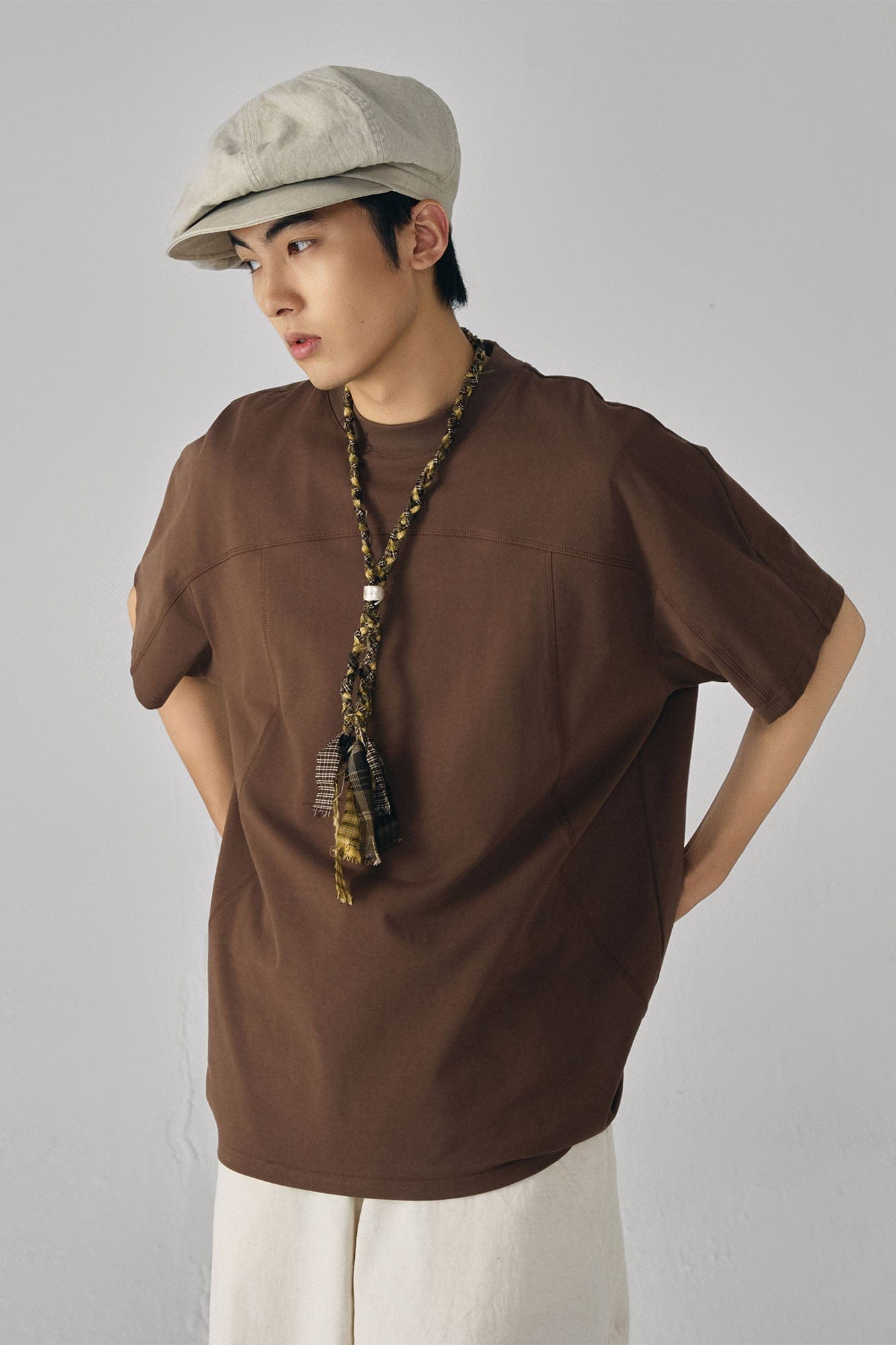 GONGHE REPUB Essential Stitch Sorona T-Shirt-T Shirt-S-Brown-Free Shipping Leatheretro