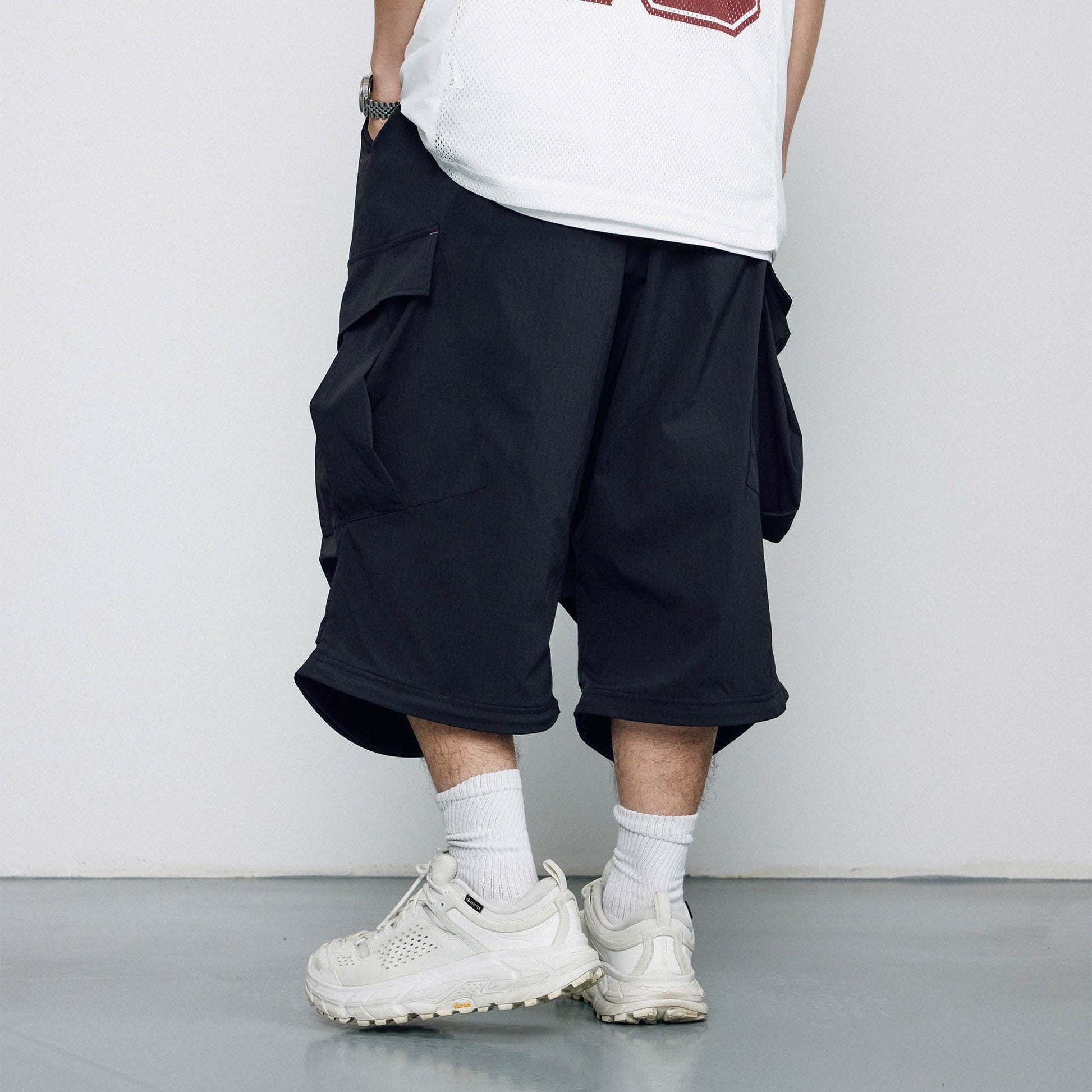 BANANA CLUB Crinkled Multi-Pocket Detachable Cargo Pants-Pants-S-White-Free Shipping Leatheretro