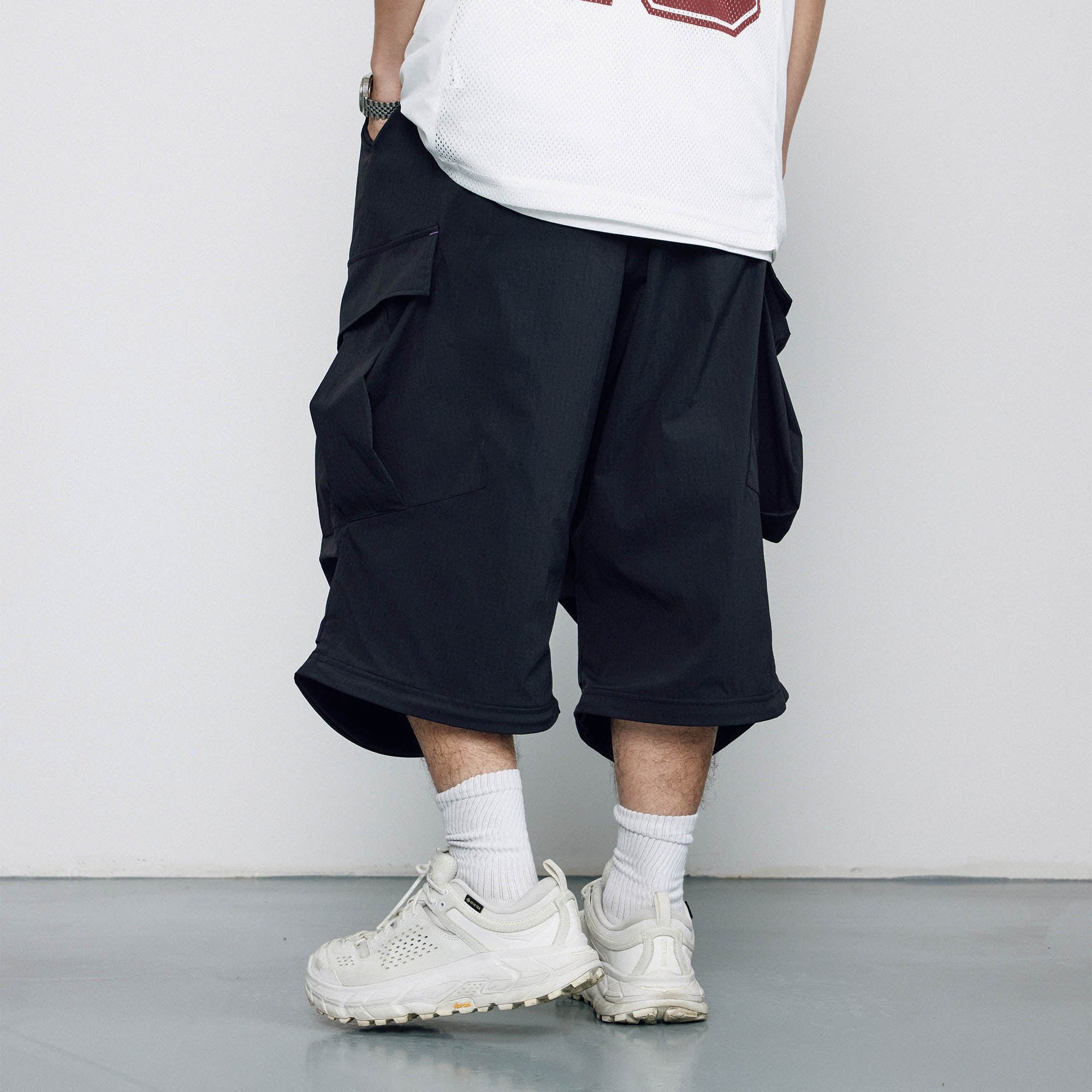 BANANA CLUB Crinkled Multi-Pocket Detachable Cargo Pants-Pants-S-White-Free Shipping Leatheretro