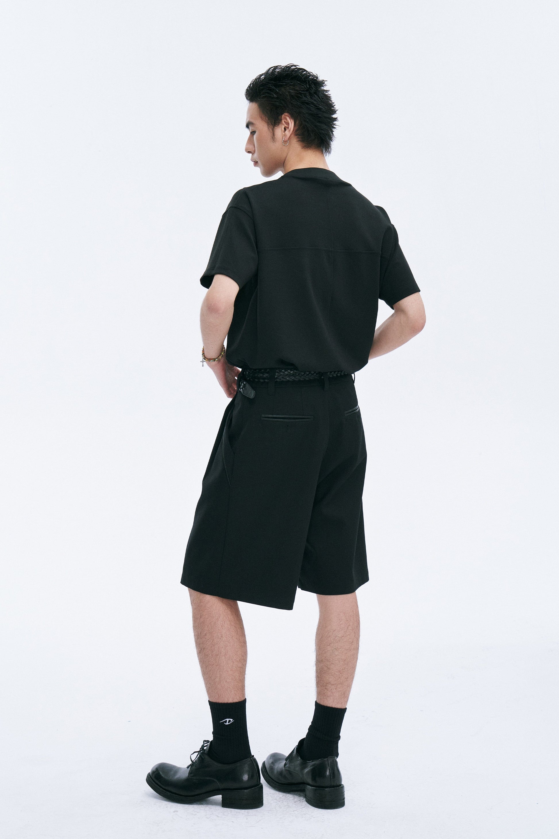 CATSSTAC Cross Spliced Dual-Zip T-Shirt-T Shirt-M-Black-Free Shipping Leatheretro