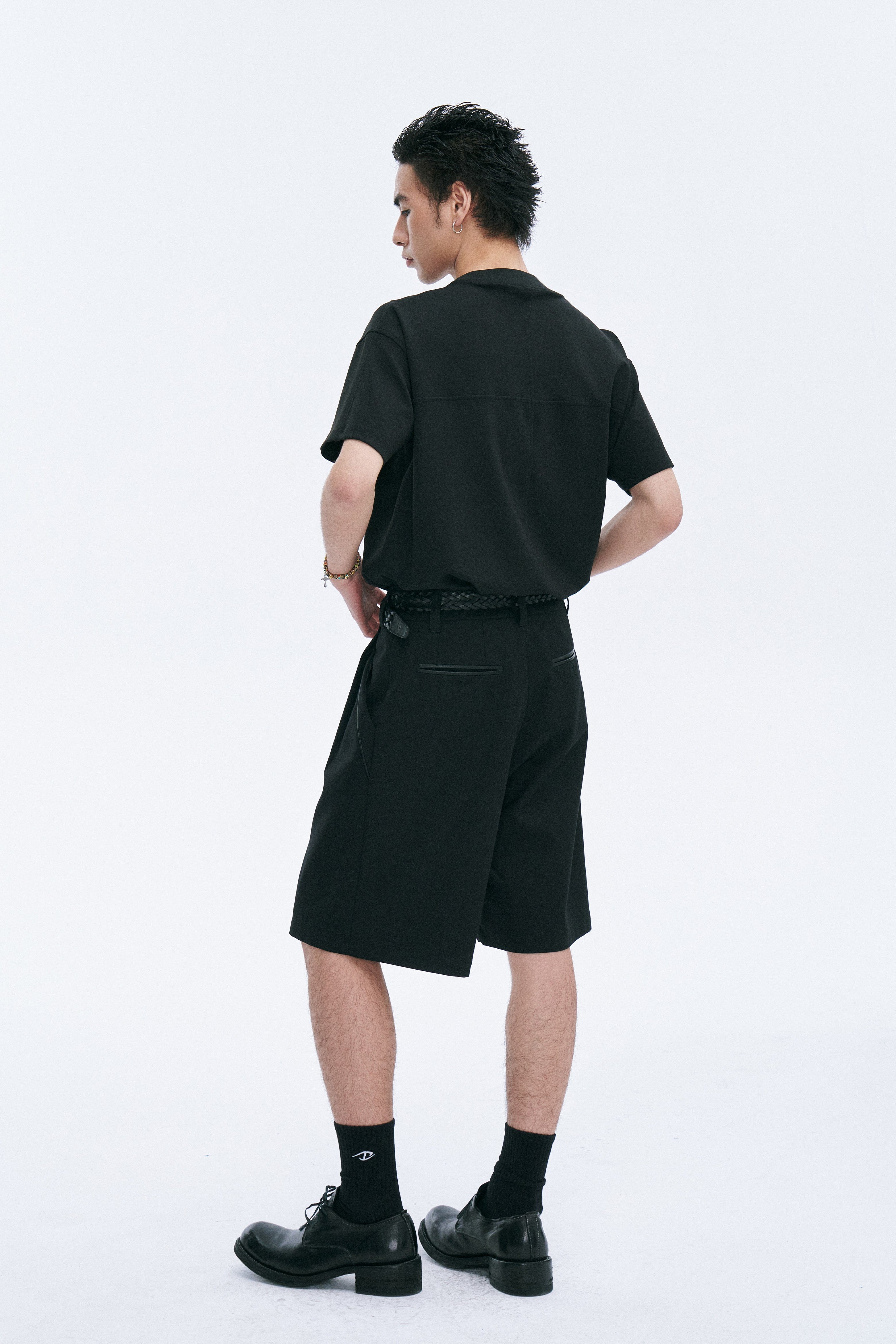 CATSSTAC Cross Spliced Dual-Zip T-Shirt-T Shirt-M-Black-Free Shipping Leatheretro