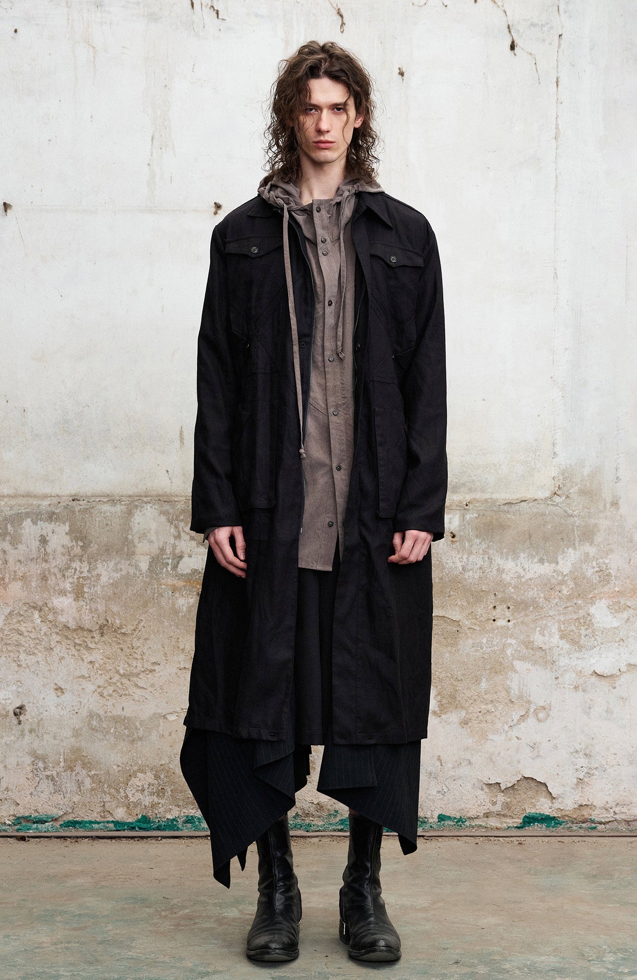 ILNya Nieternite Nifutur Draped Hooded Overshirt-Shirt-S(0)-Free Shipping Leatheretro
