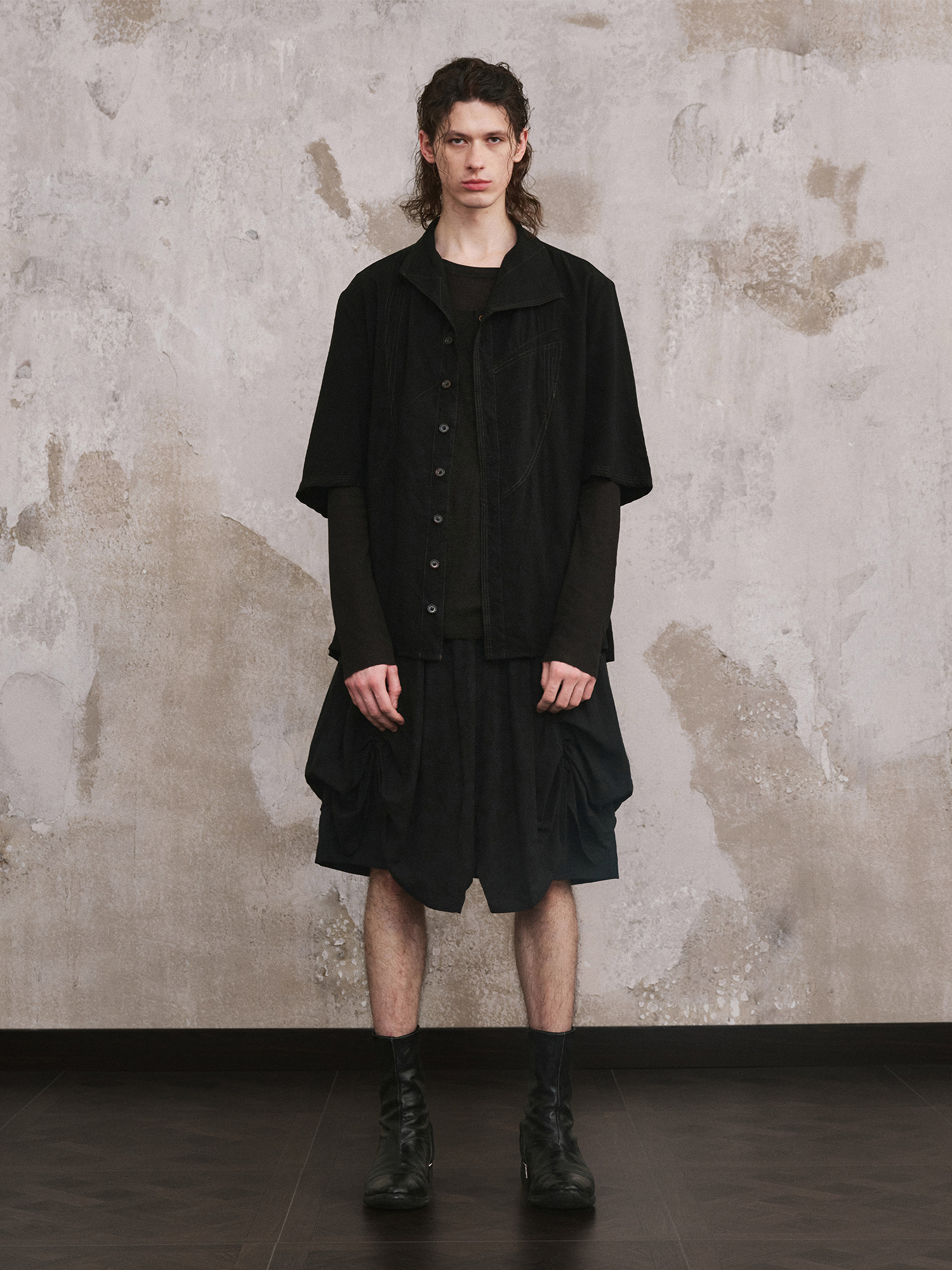 ILNya Nieternite Nifutur Paneled Pleated Drop-Crotch Shorts-Shorts-S (0) / 27-32"-Free Shipping Leatheretro