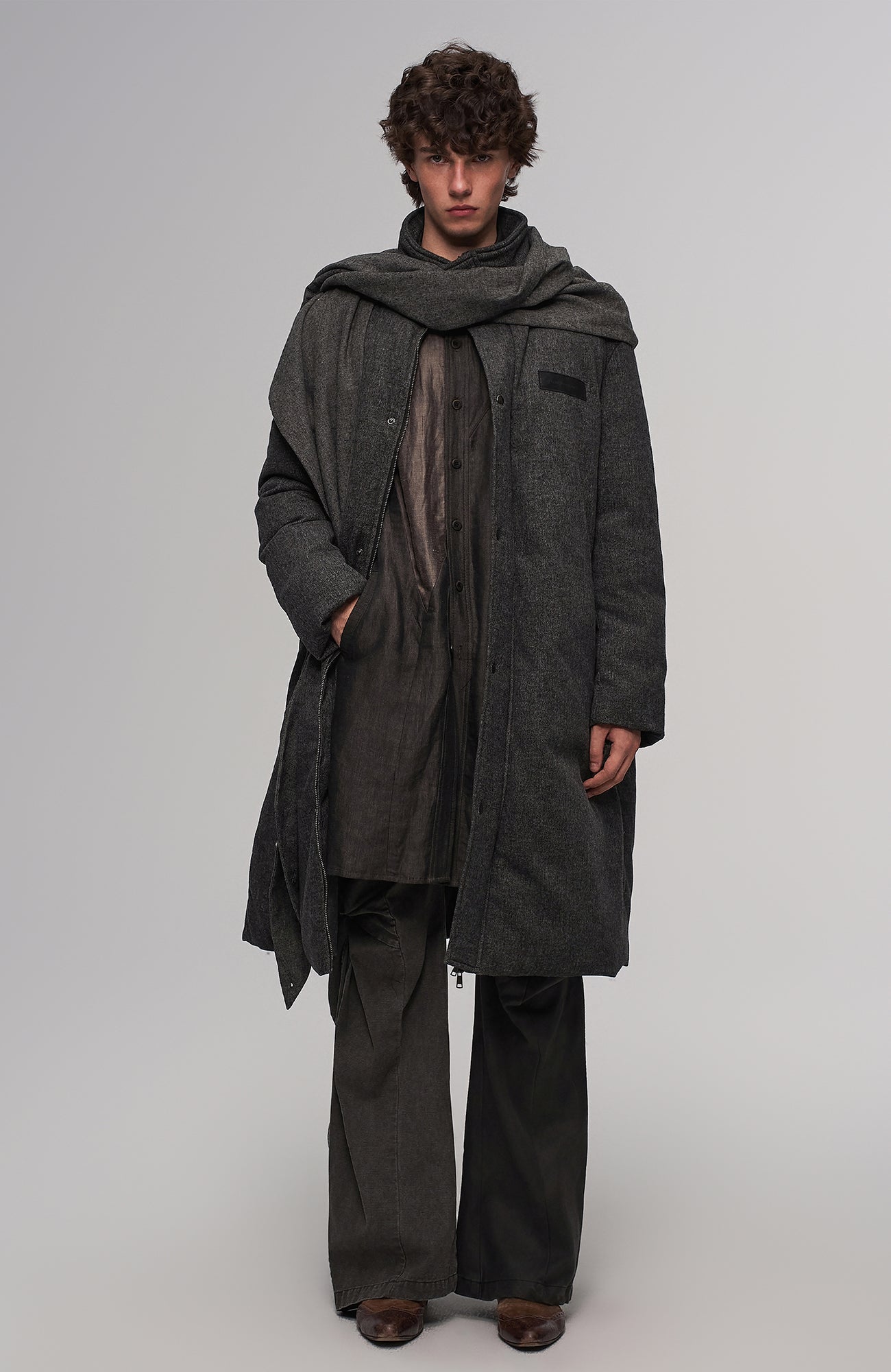 ILNya Nieternite Nifutur Contrast-Spliced Twist-Knee Flared Trousers-Pants-S(0)-Free Shipping Leatheretro