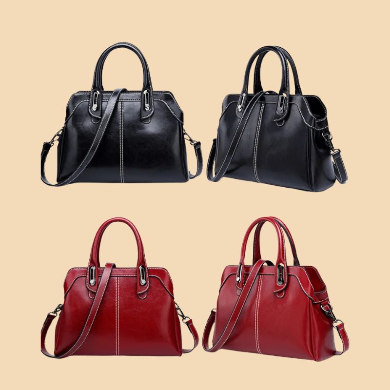 Genuine Leather Women Handbag – Top Handle Crossbody Messenger Bag-Handbags-Brown-Free Shipping Leatheretro