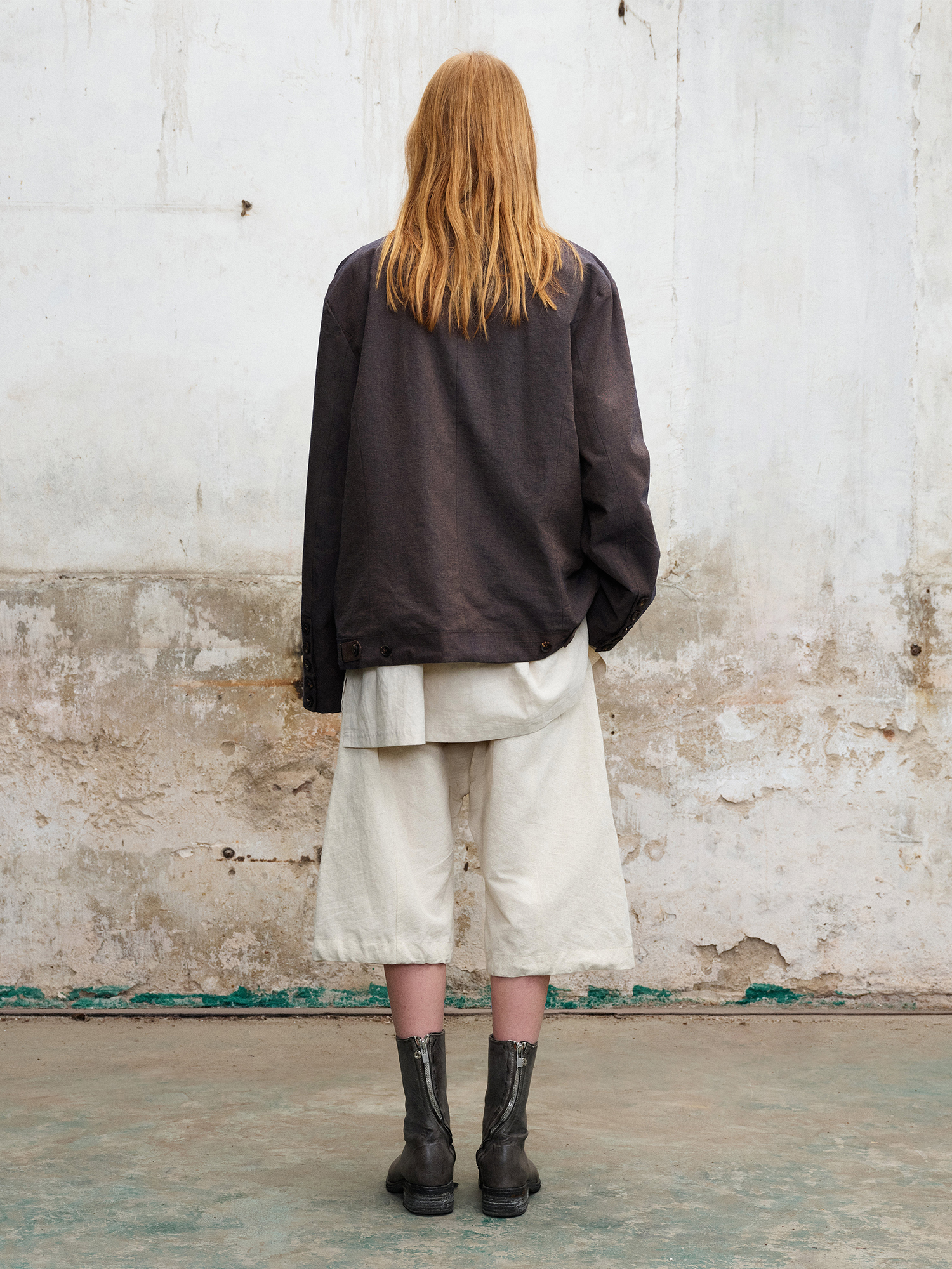 ILNya Nieternite Nifutur Pleated Drop-Crotch Button-Fly Cropped Pants White-Shorts-S (0)-Free Shipping Leatheretro