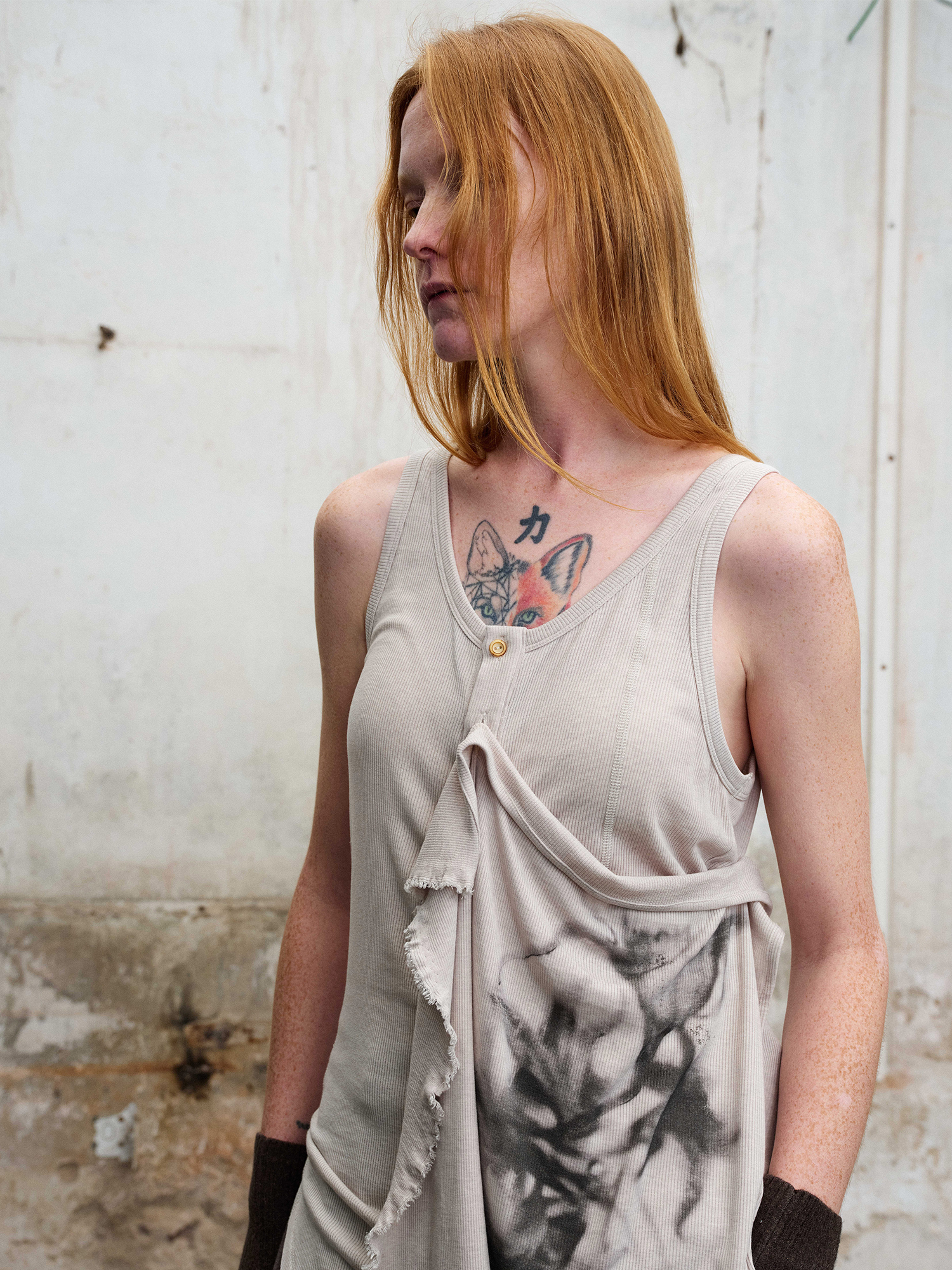ILNya Nieternite Nifutur Deconstructed Graphic Knit Tank Top Gray-Tank Top-S (0)-Free Shipping Leatheretro