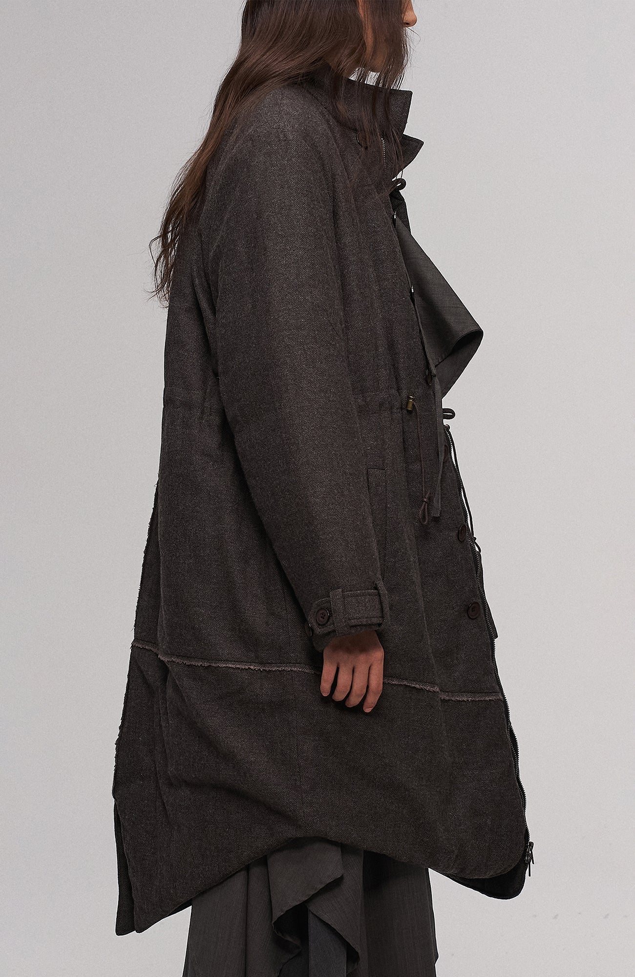 ILNya Nieternite Nifutur Asym Hem Drawcord Wool-Blend Parka-Jacket-S(0) (Preorder)-Free Shipping Leatheretro