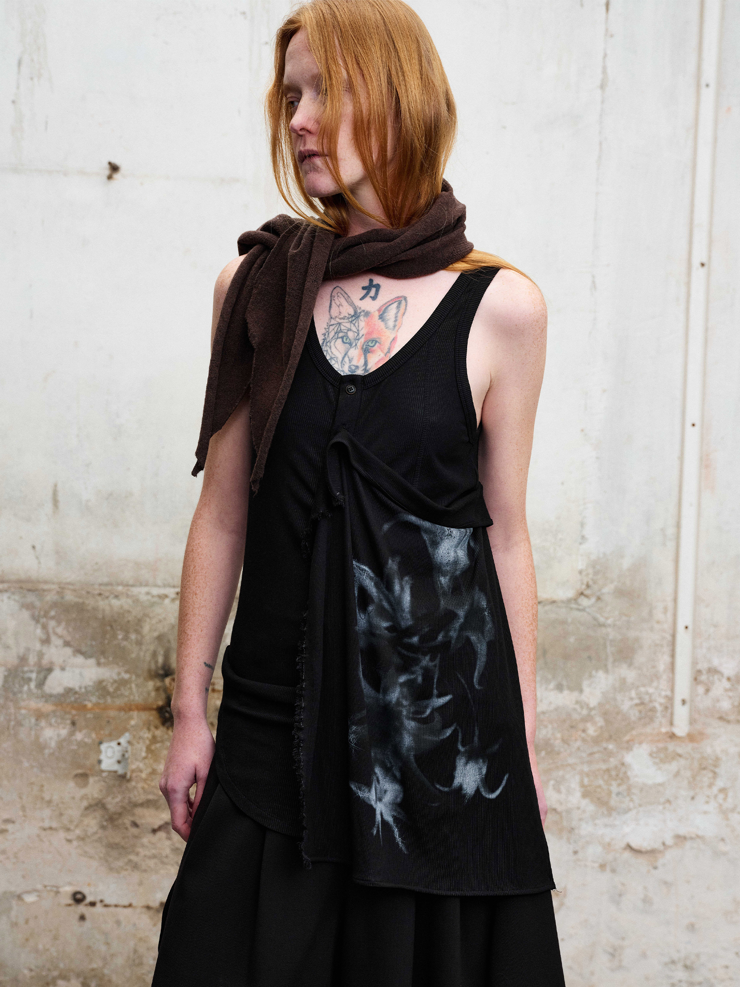 ILNya Nieternite Nifutur Deconstructed Graphic Knit Tank Top Black-Tank Top-S (0)-Free Shipping Leatheretro