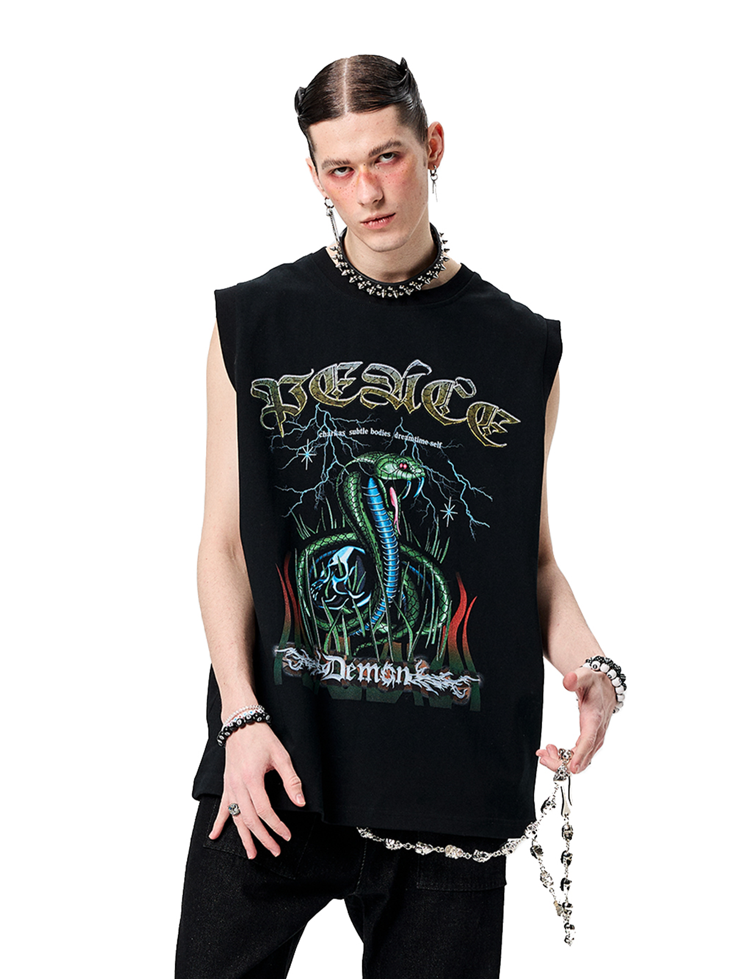ERISSTOFF Sepultura Cobra Graphic Oversized Tank Top-Tank Top-S-Free Shipping Leatheretro