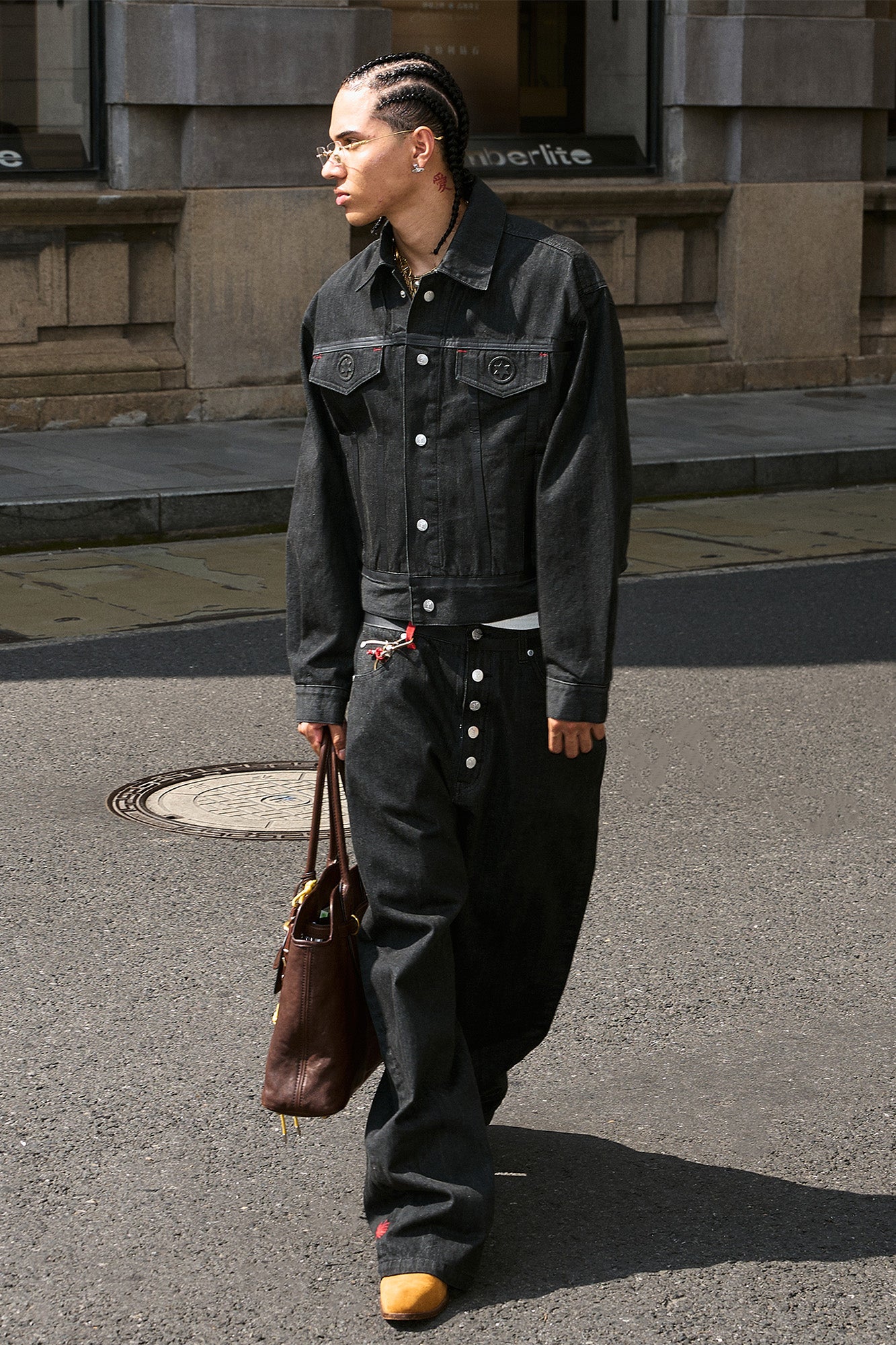 STEEPC Button Fly Wide-Leg Raw Selvage Jeans-Jeans-S-Free Shipping Leatheretro