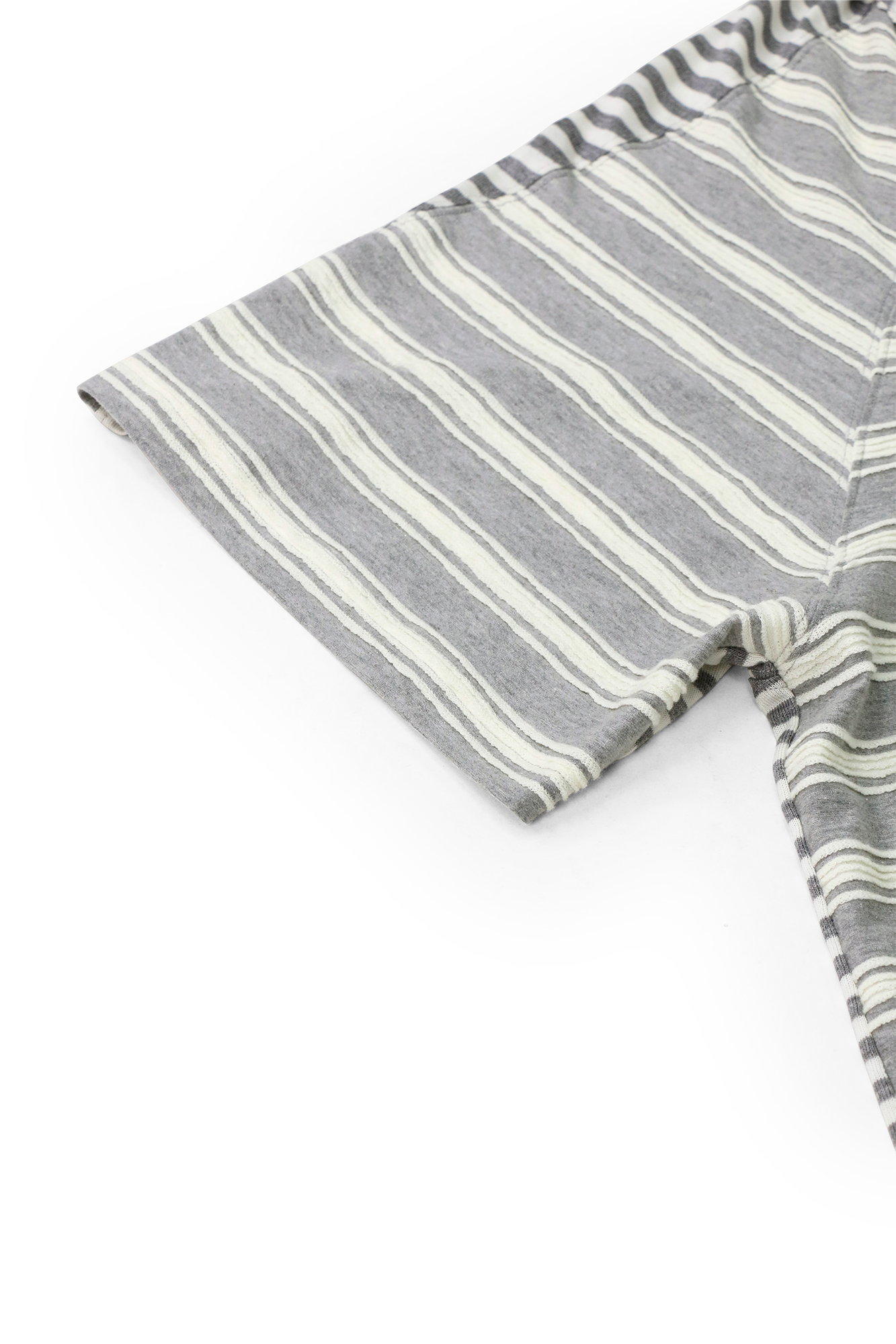 RELABEL Striped Wool-Blend Detachable Hood Tee-T Shirt-XS-Gray-Free Shipping Leatheretro