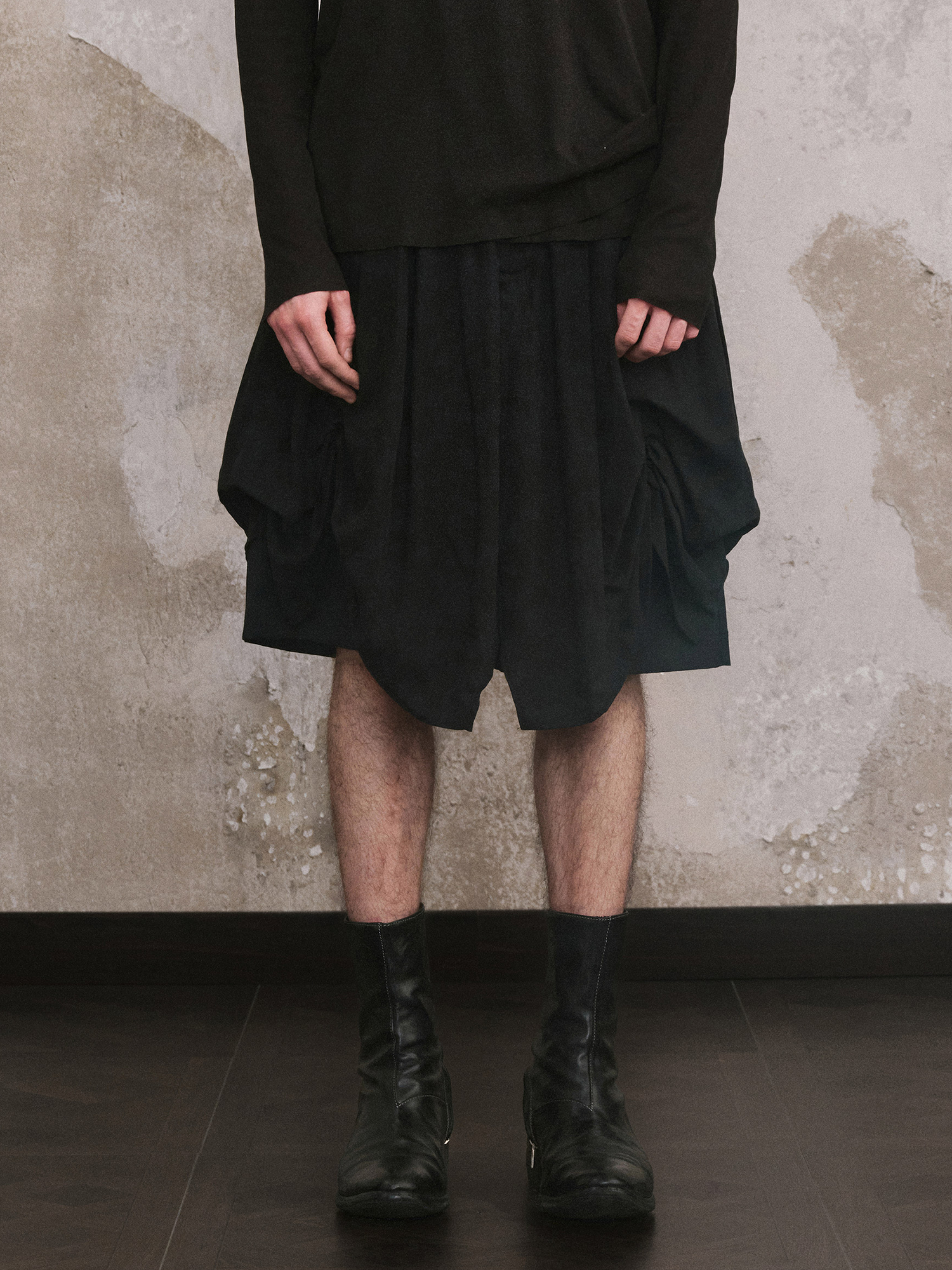 ILNya Nieternite Nifutur Paneled Pleated Drop-Crotch Shorts-Shorts-S (0) / 27-32"-Free Shipping Leatheretro