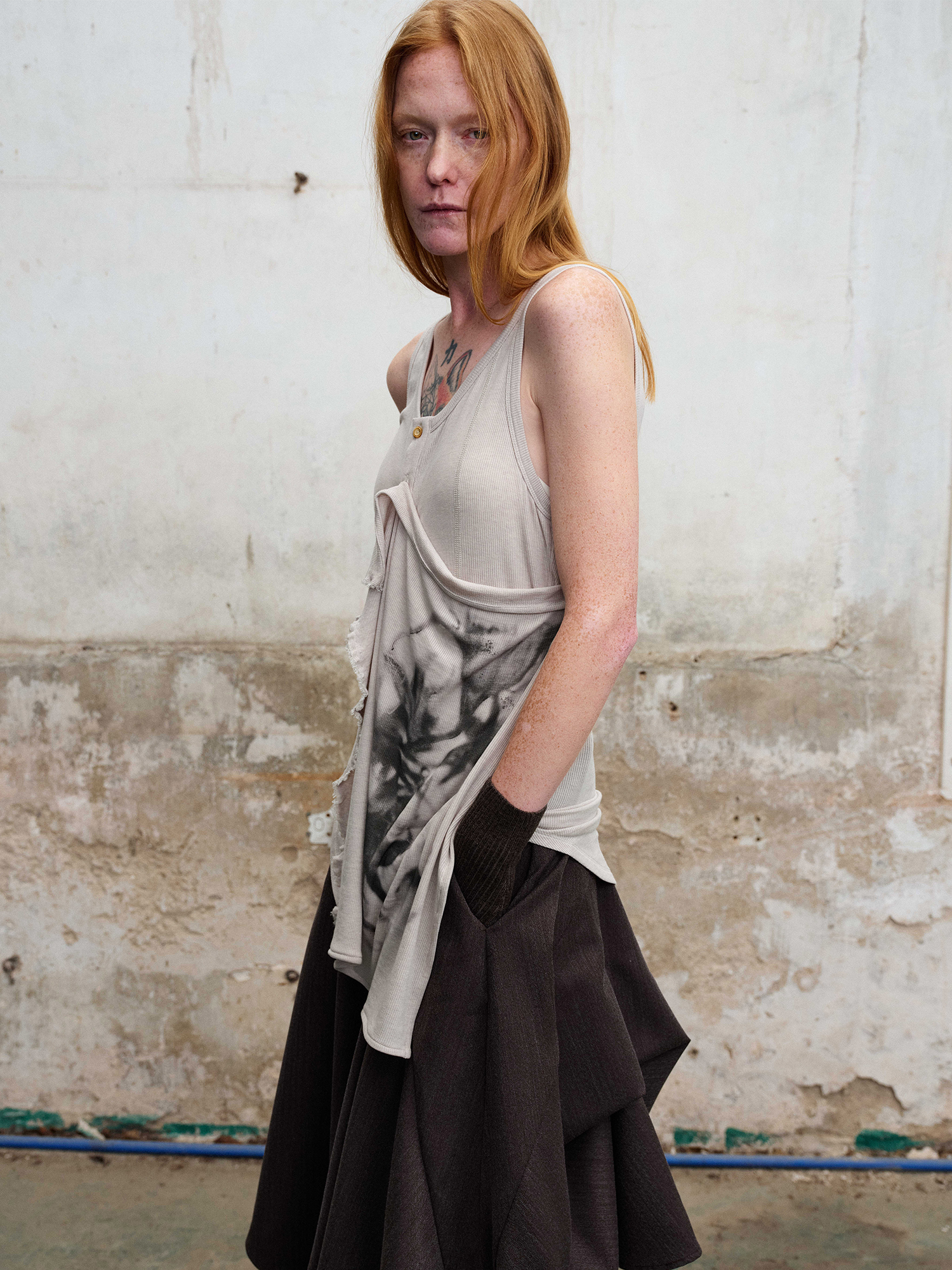 ILNya Nieternite Nifutur Deconstructed Graphic Knit Tank Top Gray-Tank Top-S (0)-Free Shipping Leatheretro