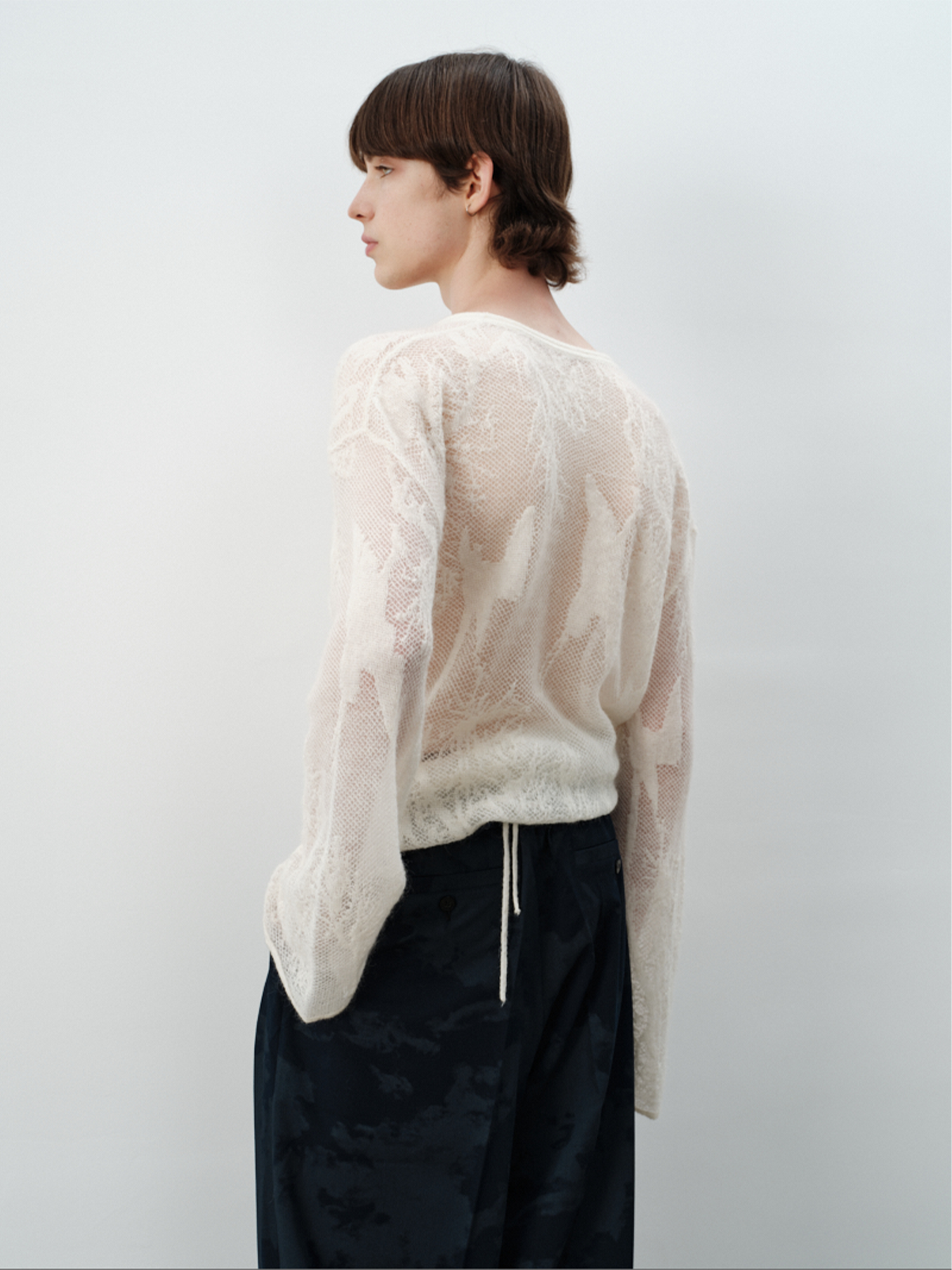 GRAINMUSTARD Alpaca Openwork Jacquard Wrap Long-Sleeve Tee-L/S Tee-One Size-Free Shipping Leatheretro