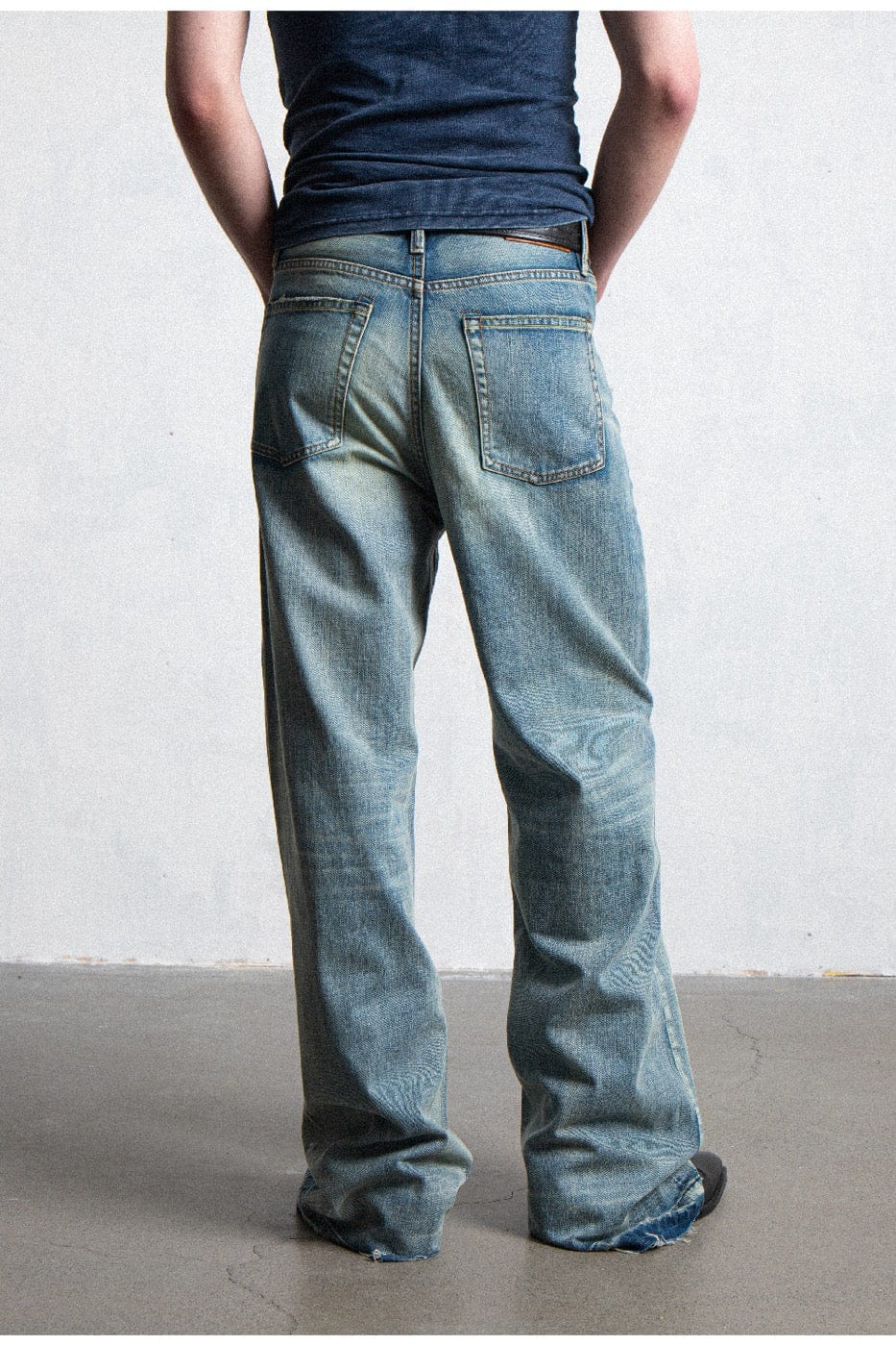 LEONSENSE Raw Edge Washed Flared Jeans-Jeans-S-Free Shipping Leatheretro