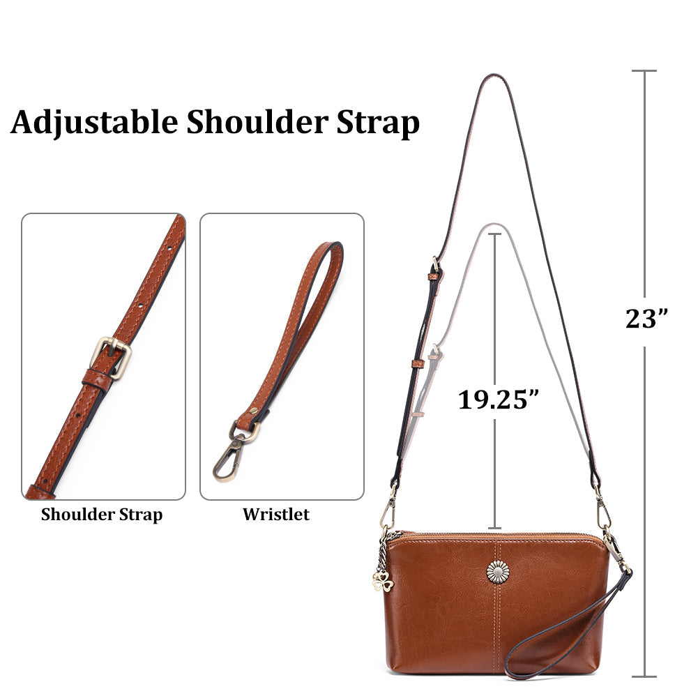 Genuine Leather Women's Clutch Messenger Bag-Clutch-Brown-Free Shipping Leatheretro